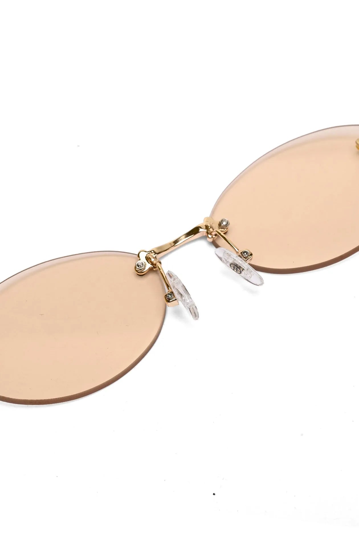 Elira | Gold Small Rim Less Oval Sunglasses for Women [UV-protected]