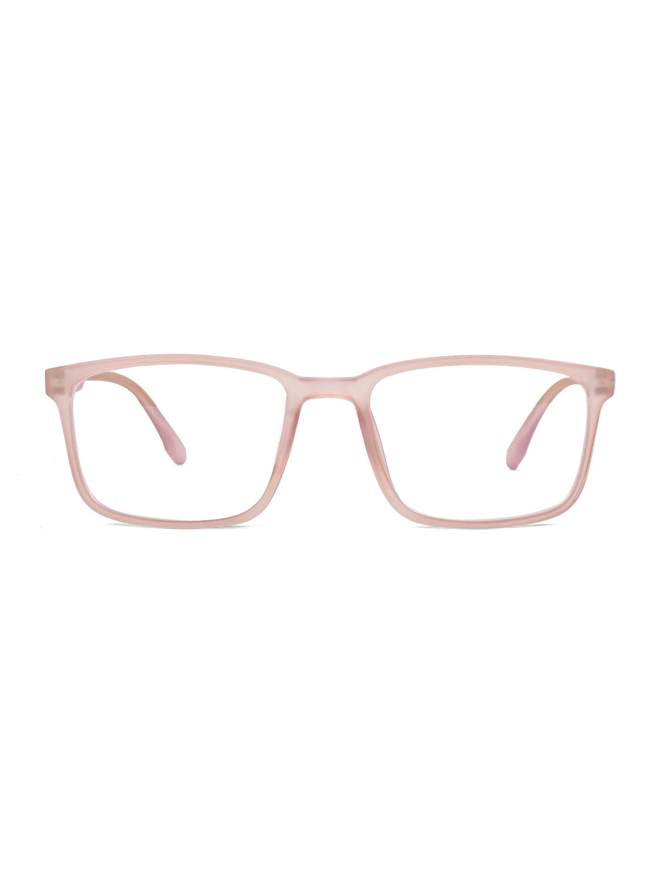 Vizionix | Baby Pink Medium Full Rim RECTANGLE Computer Glasses for Men & Women [Blue Block]