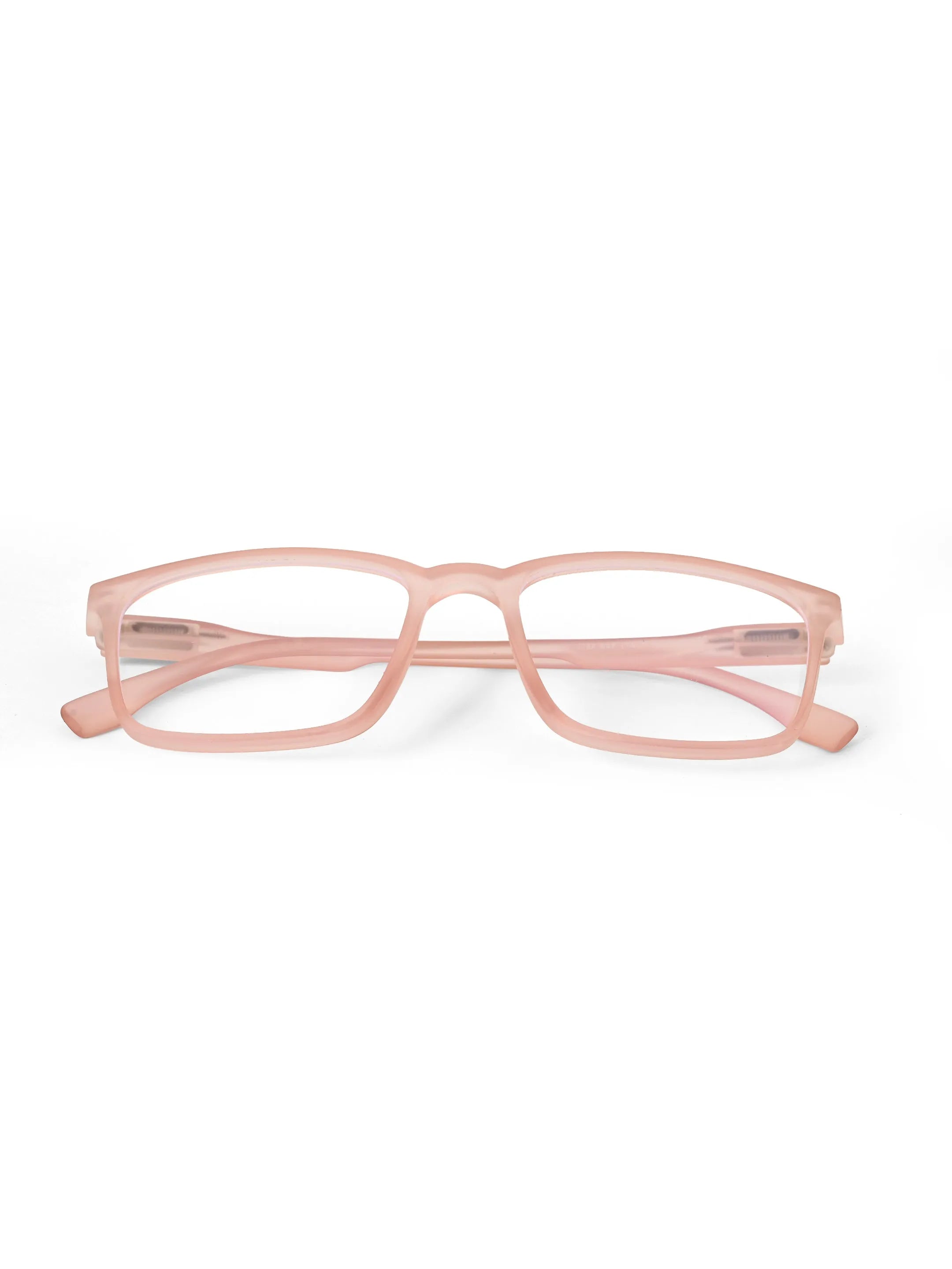 Vizionix | Baby Pink Medium Full Rim RECTANGLE Computer Glasses for Men & Women [Blue Block]