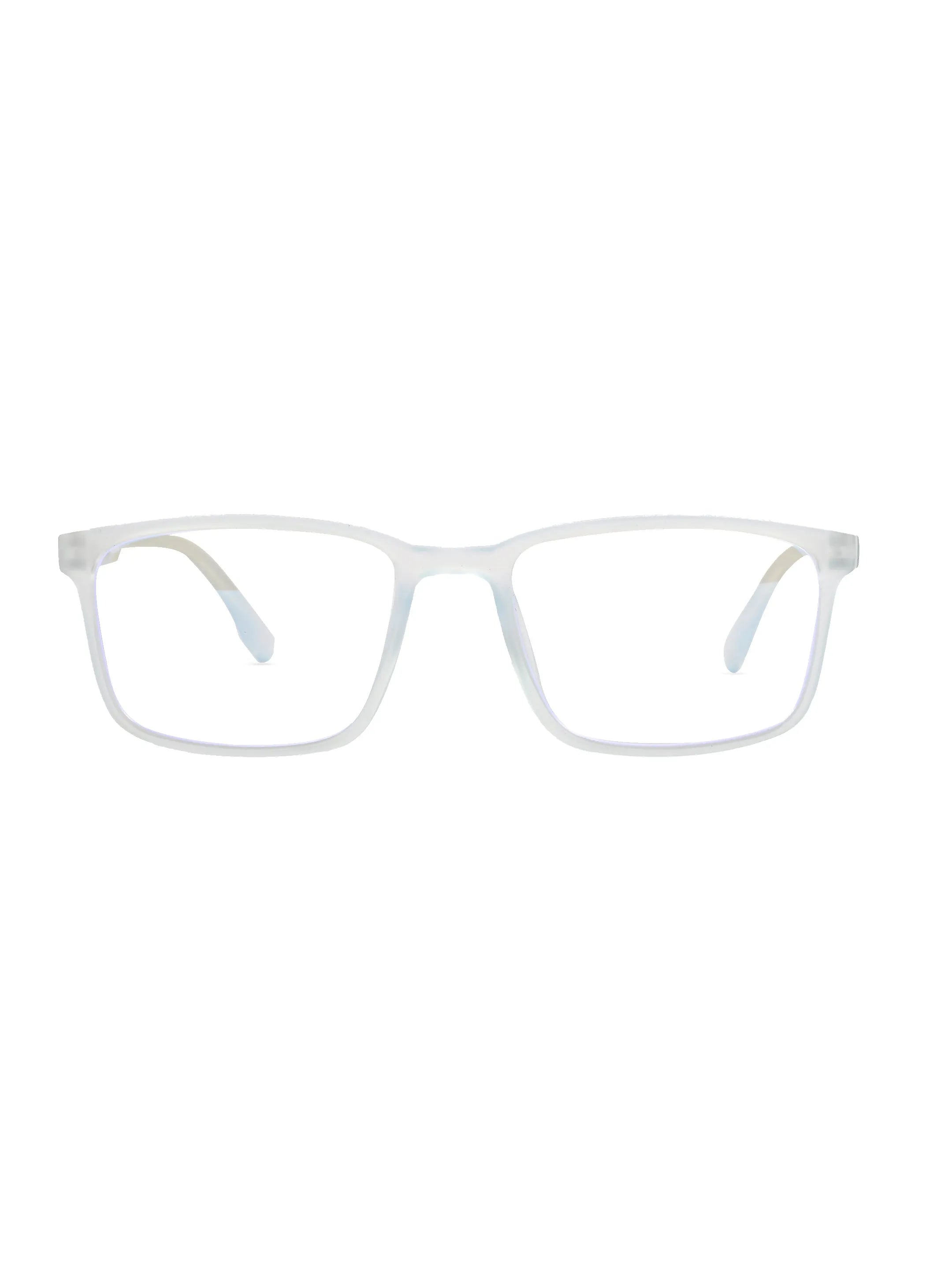 Vizionix | Transparent Light Blue Medium Full Rim RECTANGLE Computer Glasses for Men & Women [Blue Block]