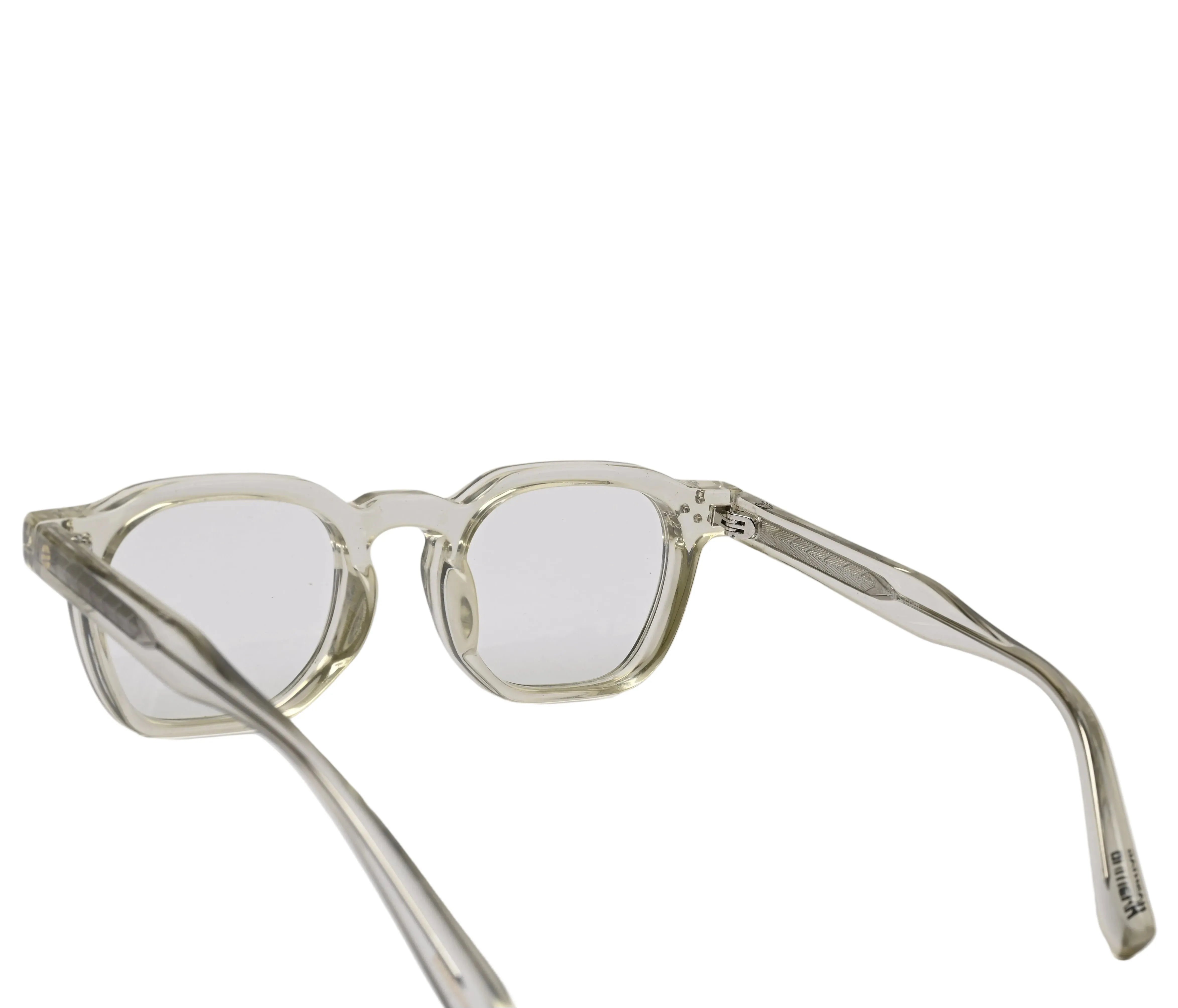 OptiShift | Transparent Light Green Medium Full Rim Square Computer Glasses for Men & Women [Photochromic]