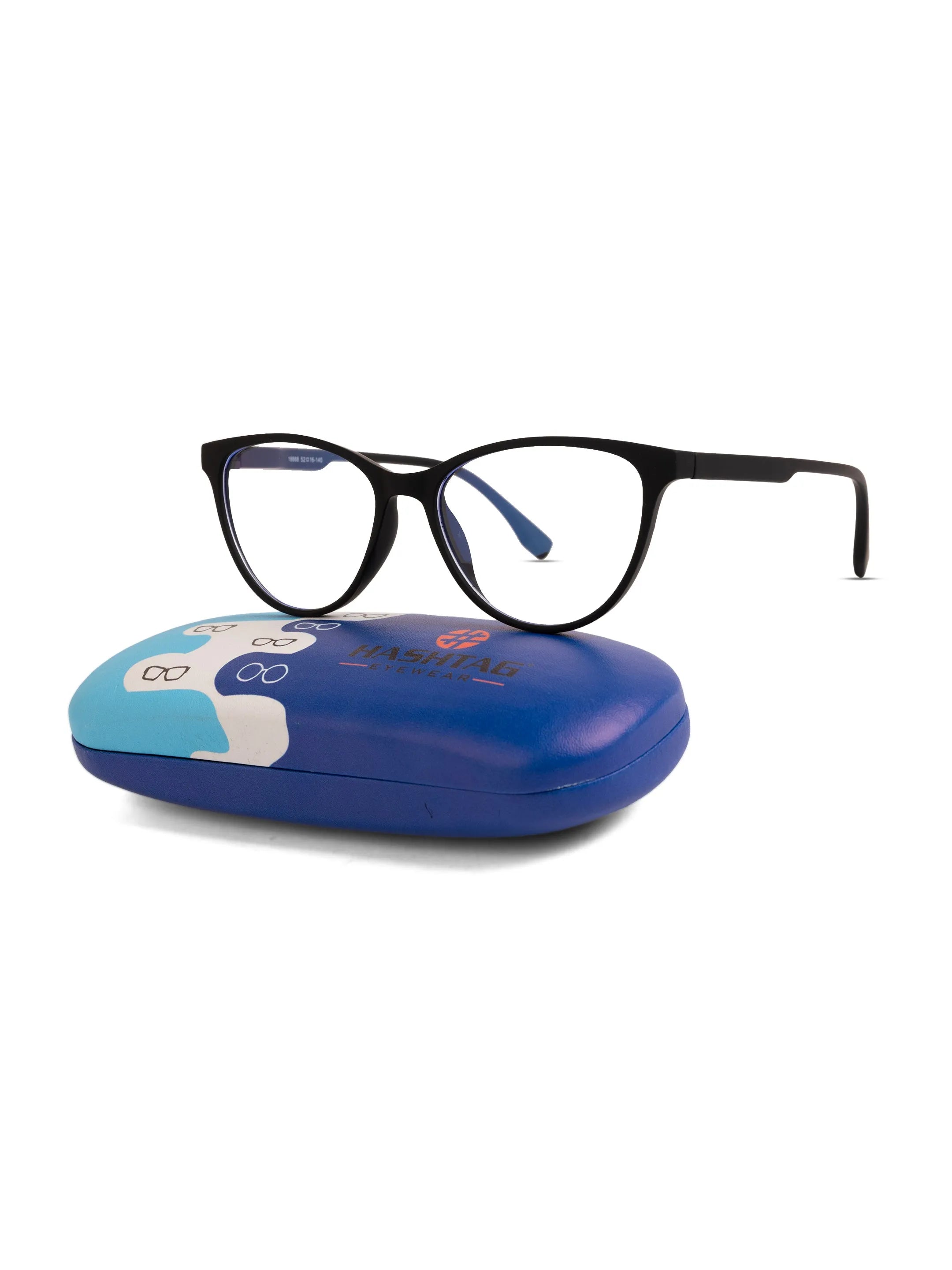 TruBlu | Black Medium Full Rim CATEYE Computer Glasses for Men & Women [Blue Block]