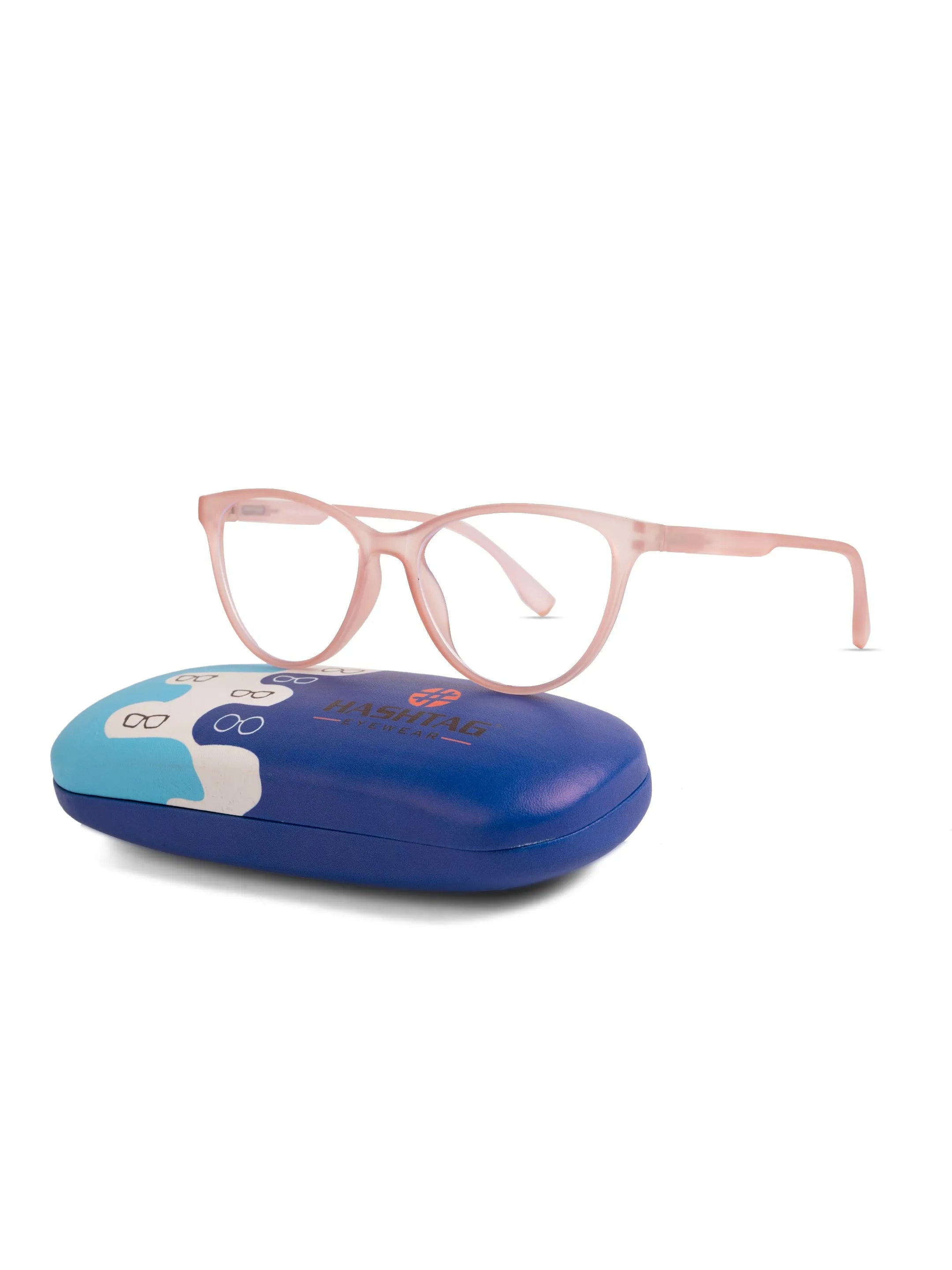 TruBlu | Baby Pink Medium Full Rim CATEYE Computer Glasses for Men & Women [Blue Block]
