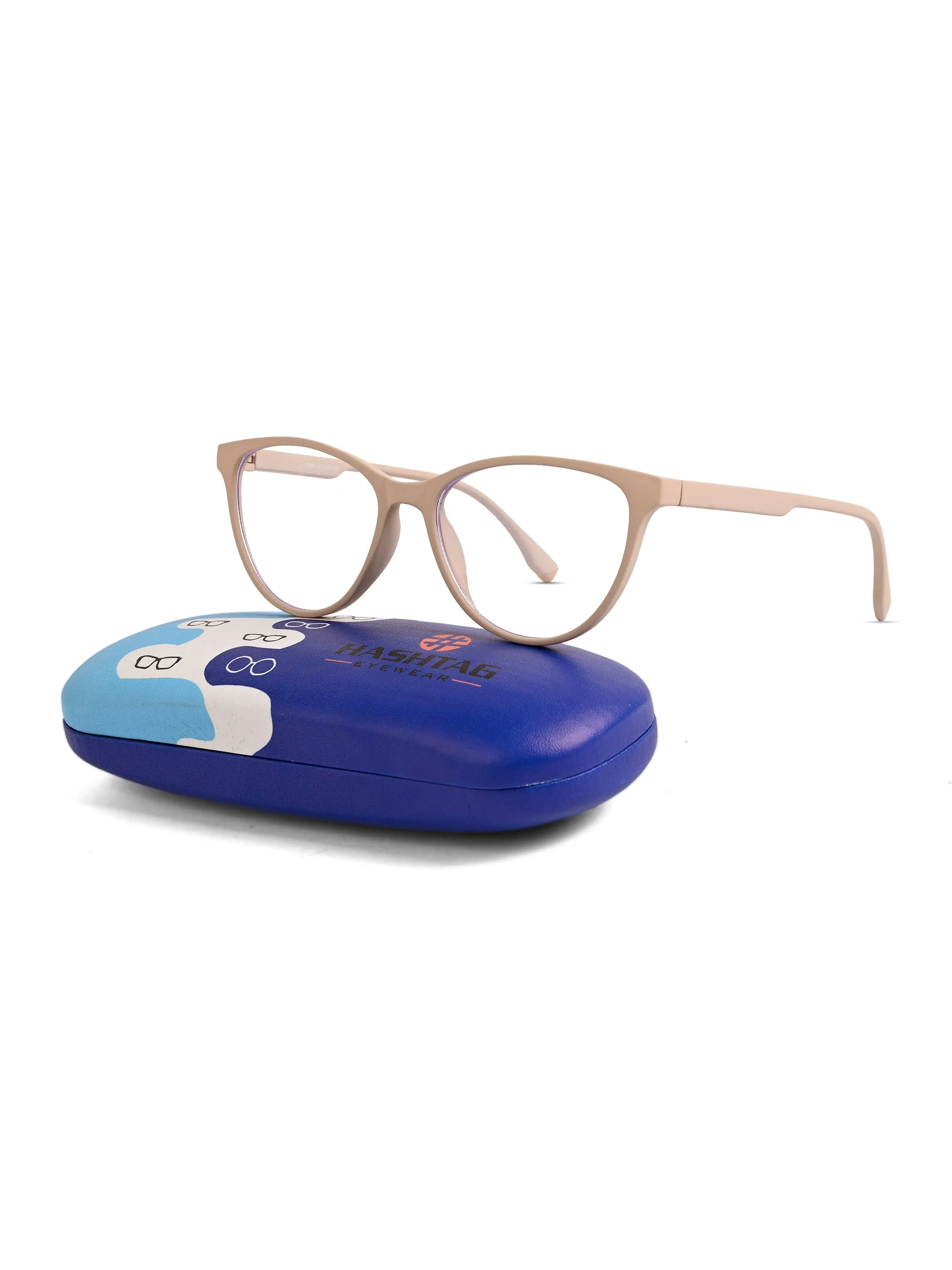 TruBlu | Cream Medium Full Rim CATEYE Computer Glasses for Men & Women [Blue Block]