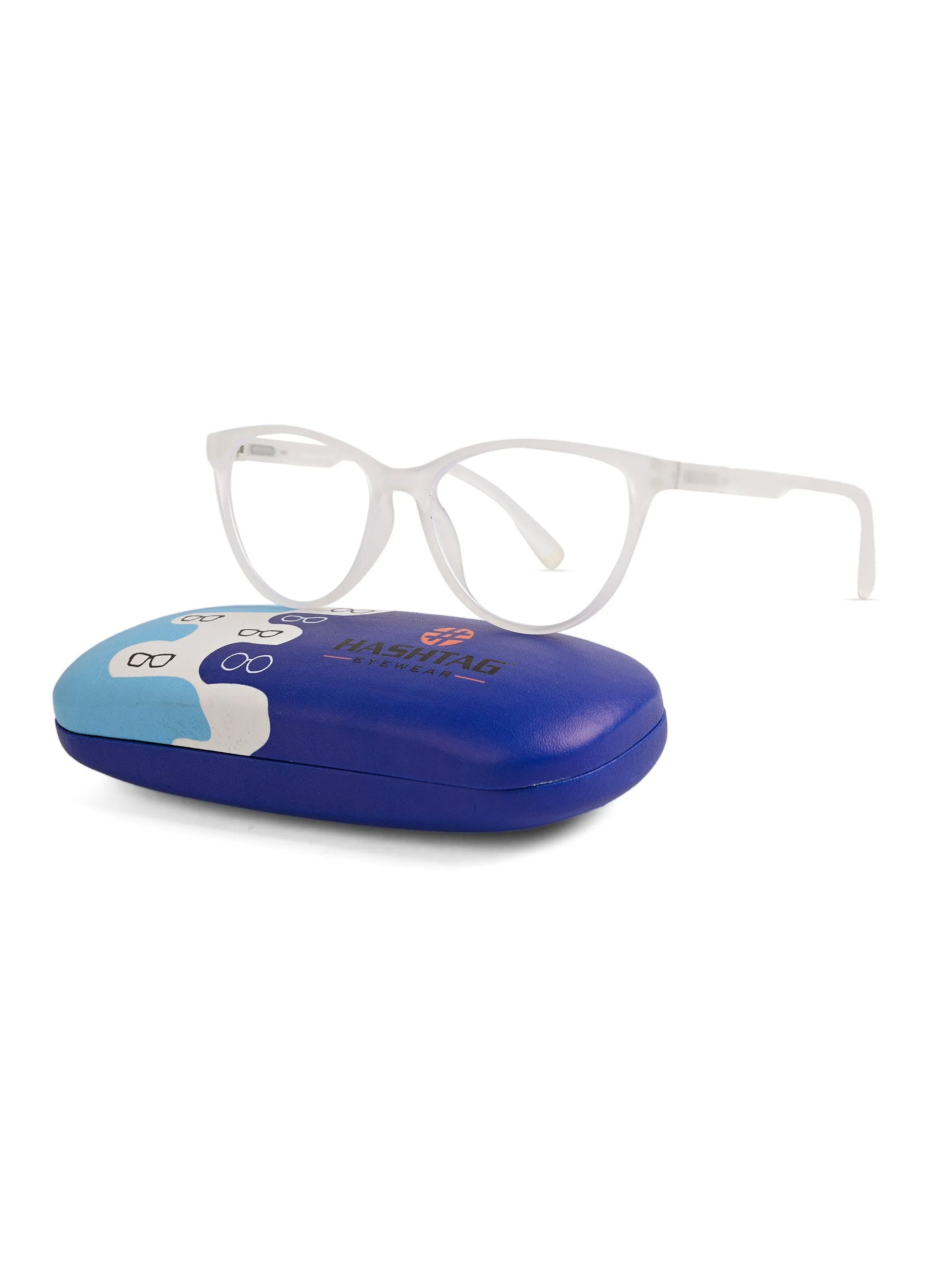 TruBlu | Transparent Medium Full Rim CATEYE Computer Glasses for Men & Women [Blue Block]