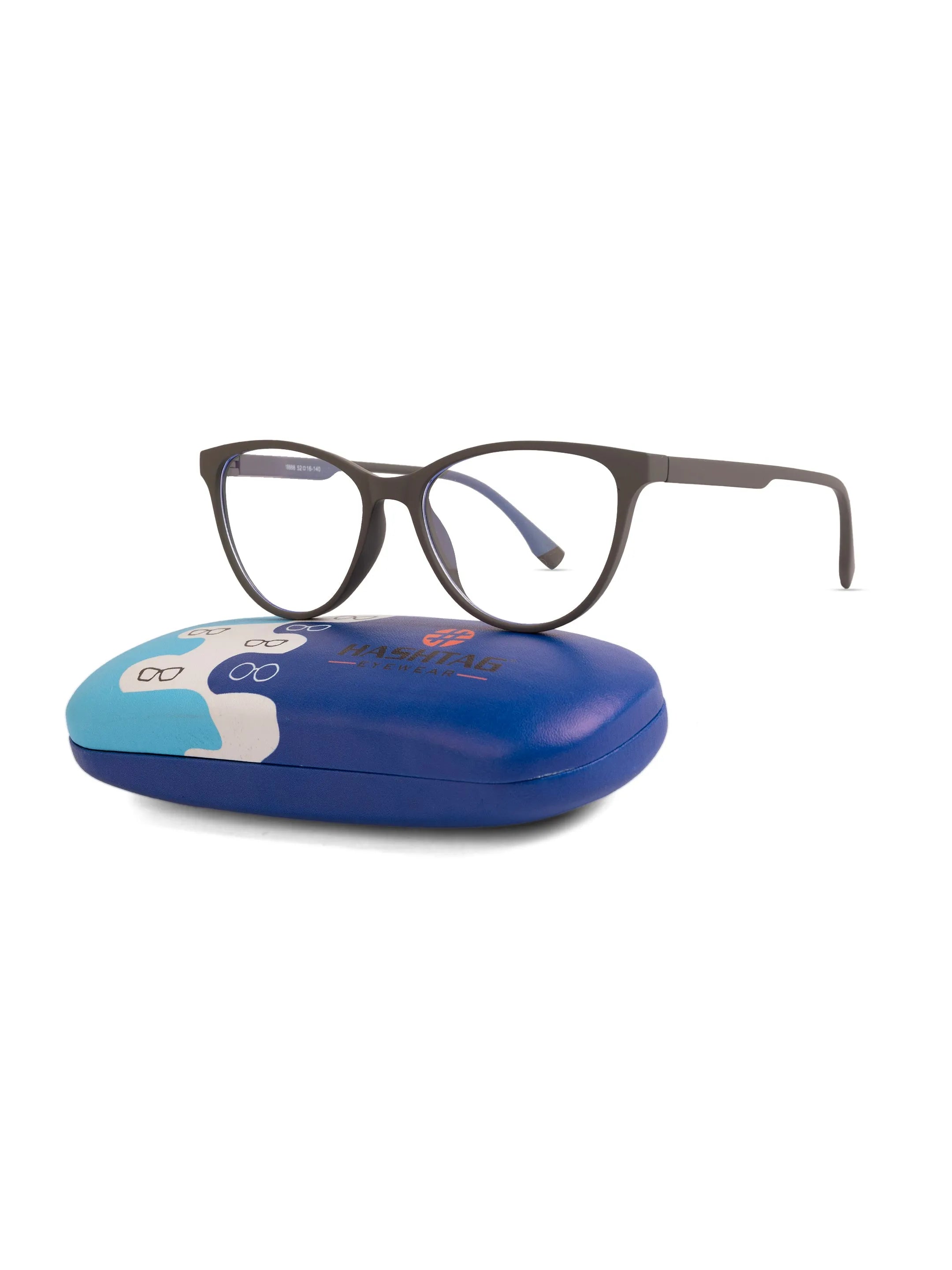 TruBlu | Grey Medium Full Rim CATEYE Computer Glasses for Men & Women [Blue Block]