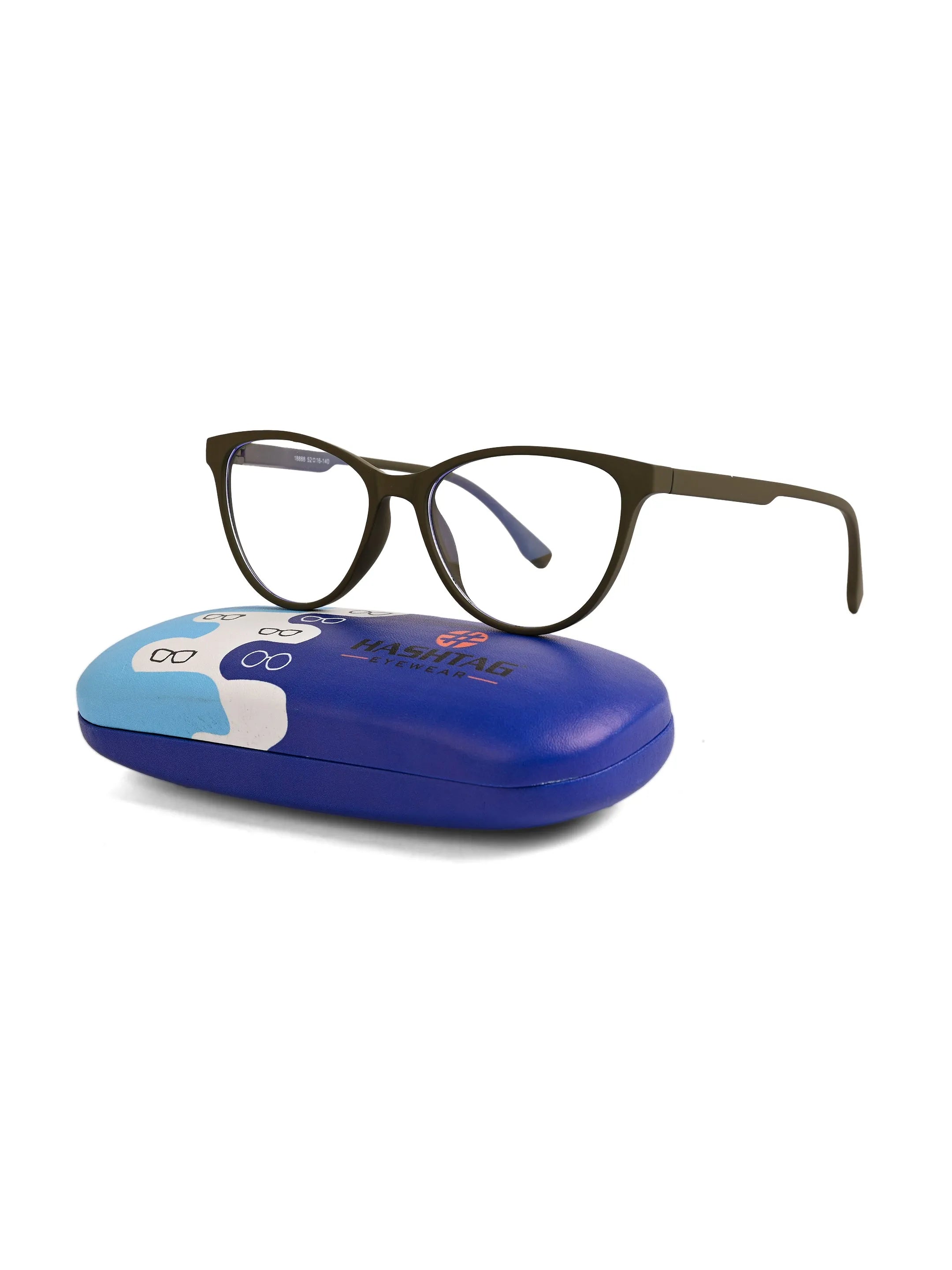 TruBlu | Dark Green Medium Full Rim CATEYE Computer Glasses for Men & Women [Blue Block]
