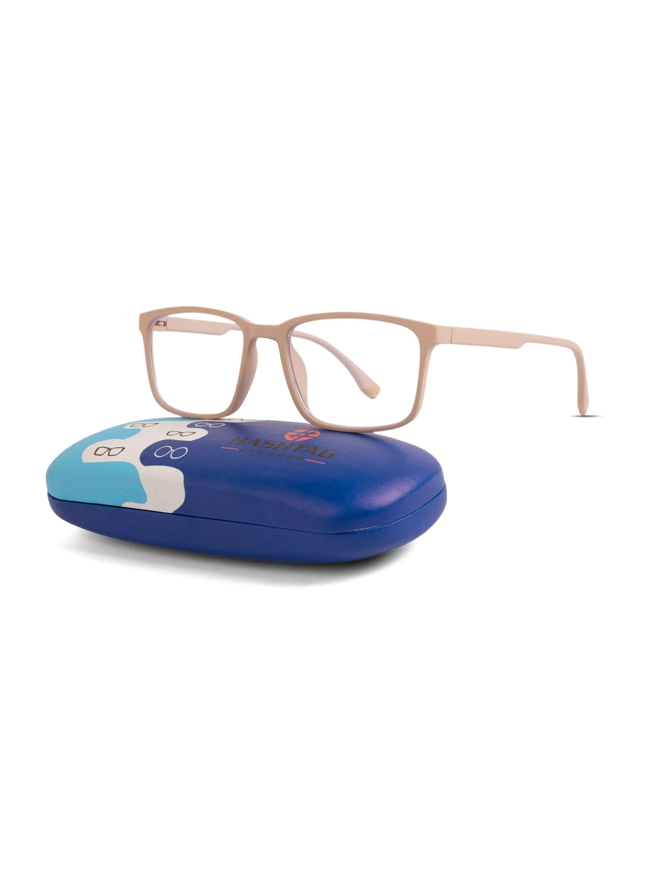Vizionix | Cream Medium Full Rim RECTANGLE Computer Glasses for Men & Women [Blue Block]