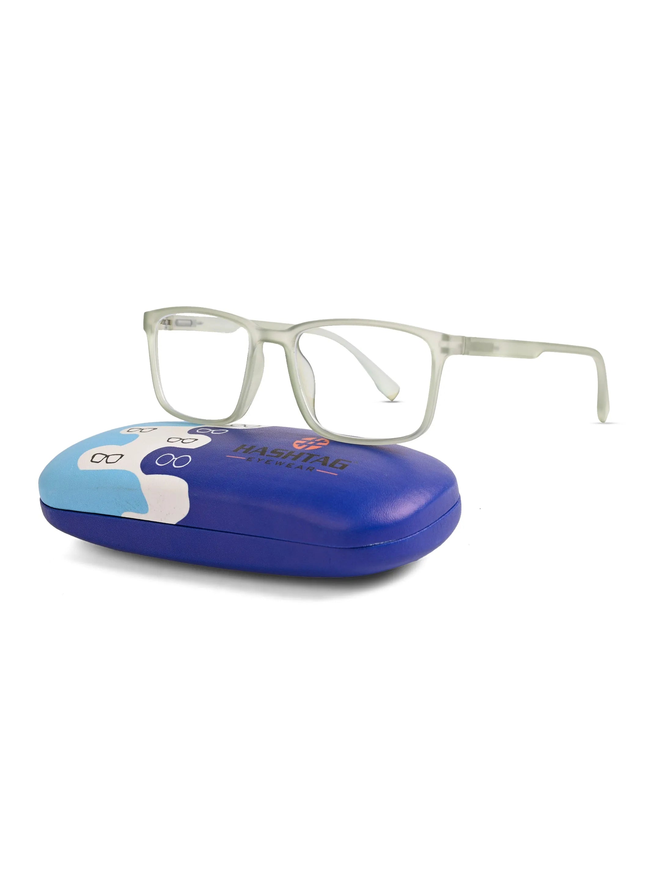 Vizionix | Transparent Light Green Medium Full Rim RECTANGLE Computer Glasses for Men & Women [Blue Block]