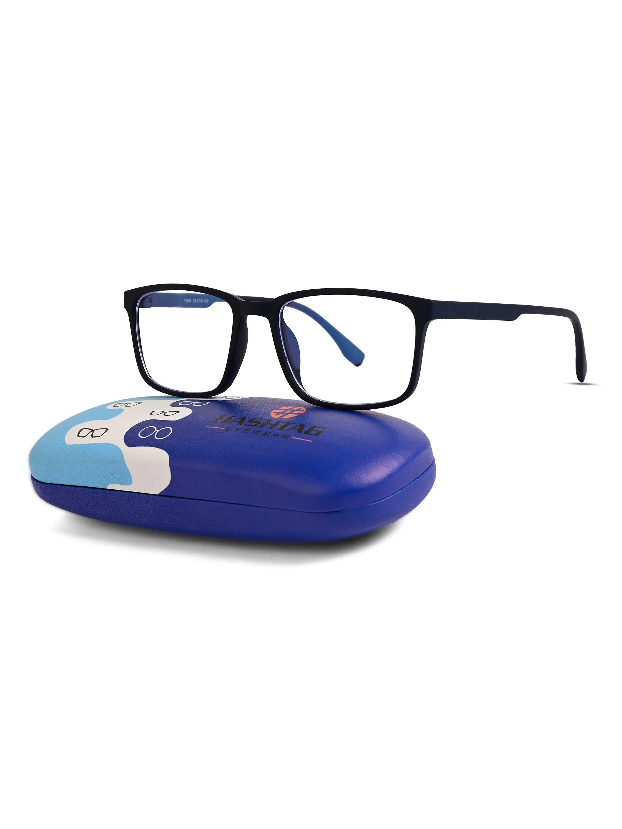 Vizionix | Blue Medium Full Rim RECTANGLE Computer Glasses for Men & Women [Blue Block]