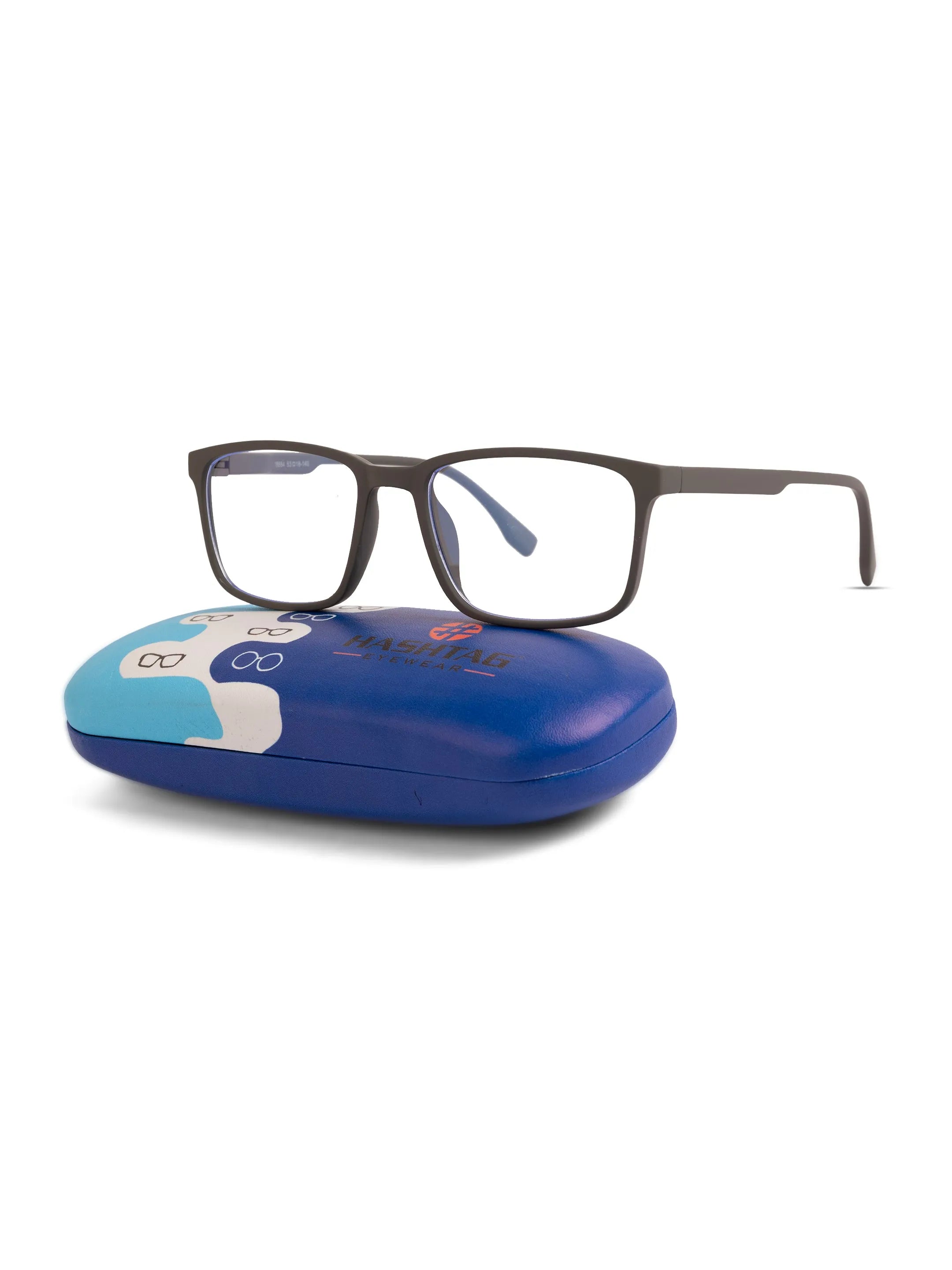 Vizionix | Grey Medium Full Rim RECTANGLE Computer Glasses for Men & Women [Blue Block]