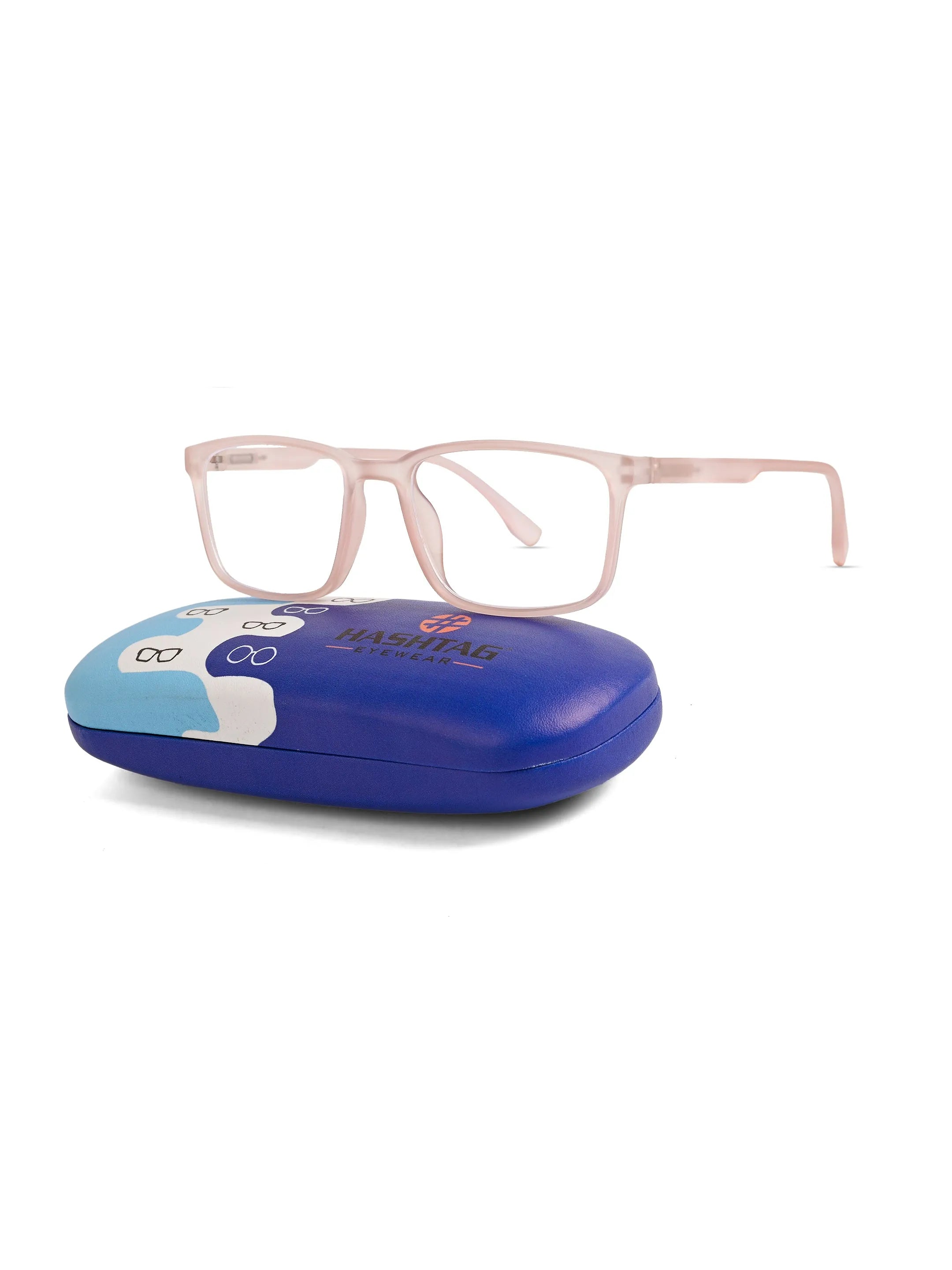 Vizionix | Baby Pink Medium Full Rim RECTANGLE Computer Glasses for Men & Women [Blue Block]