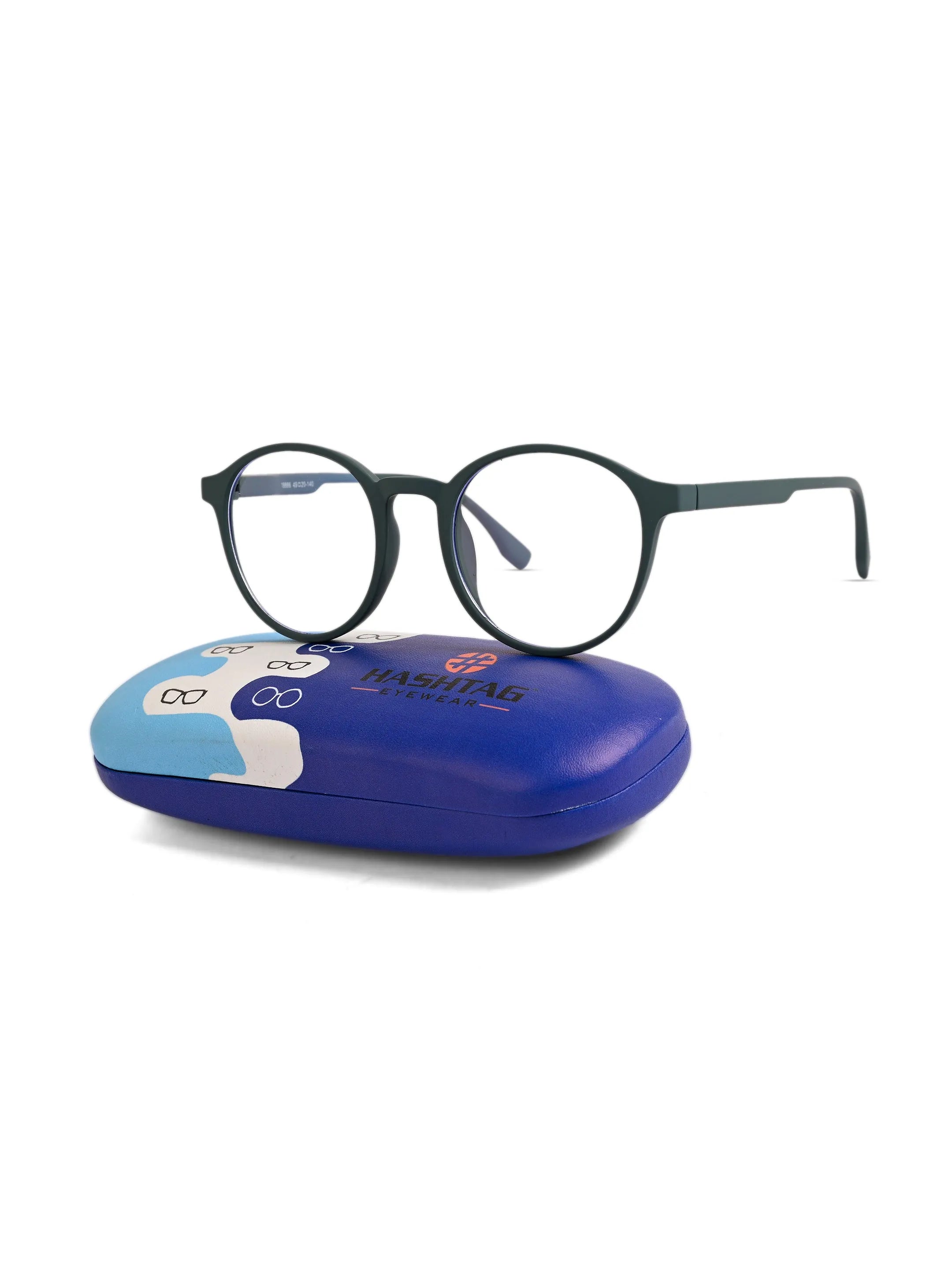 Screenzy | Olive Green Medium Full Rim Round Computer Glasses for Men & Women [Blue Block]