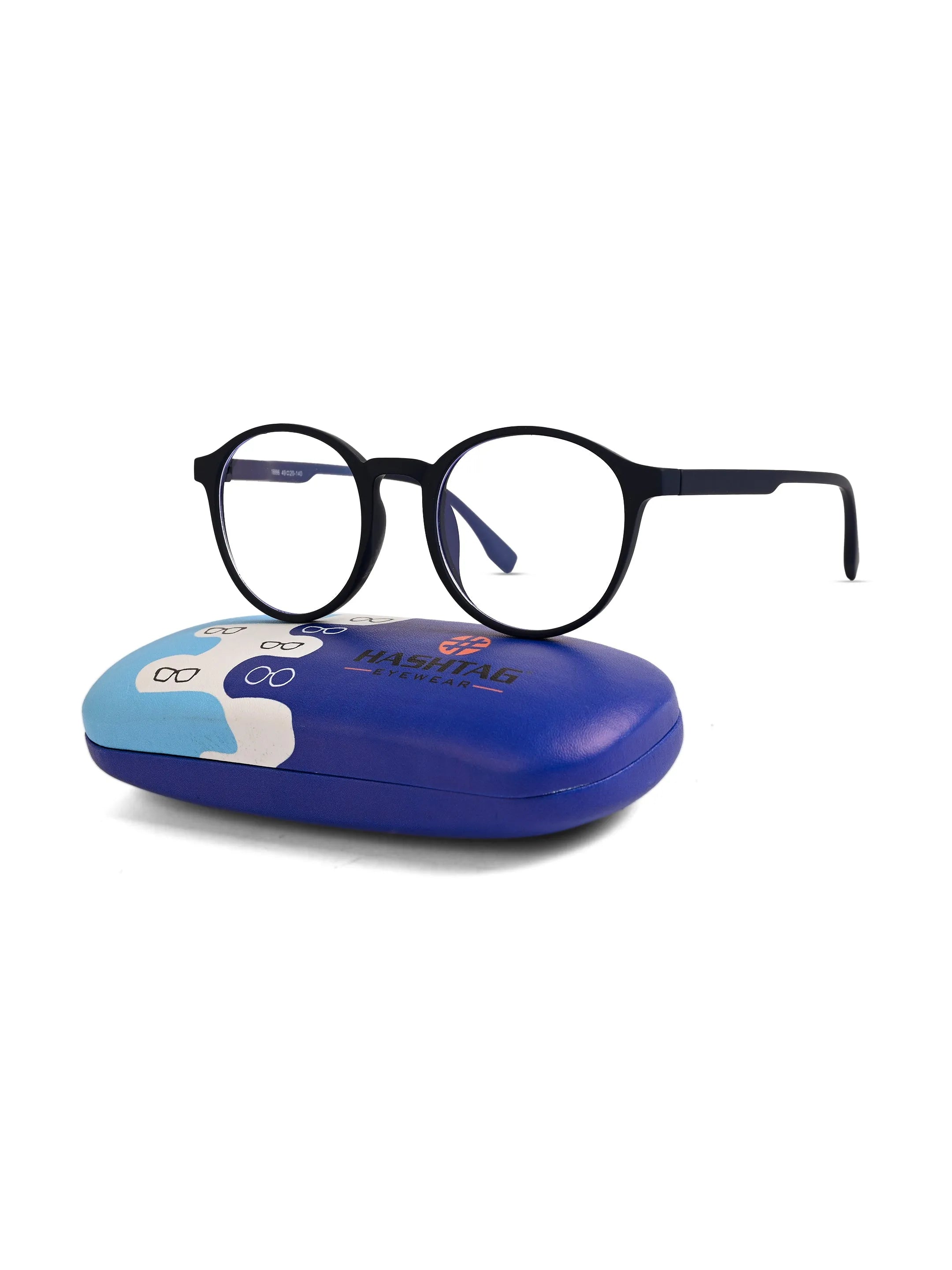 Screenzy | Blue Medium Full Rim Round Computer Glasses for Men & Women [Blue Block]