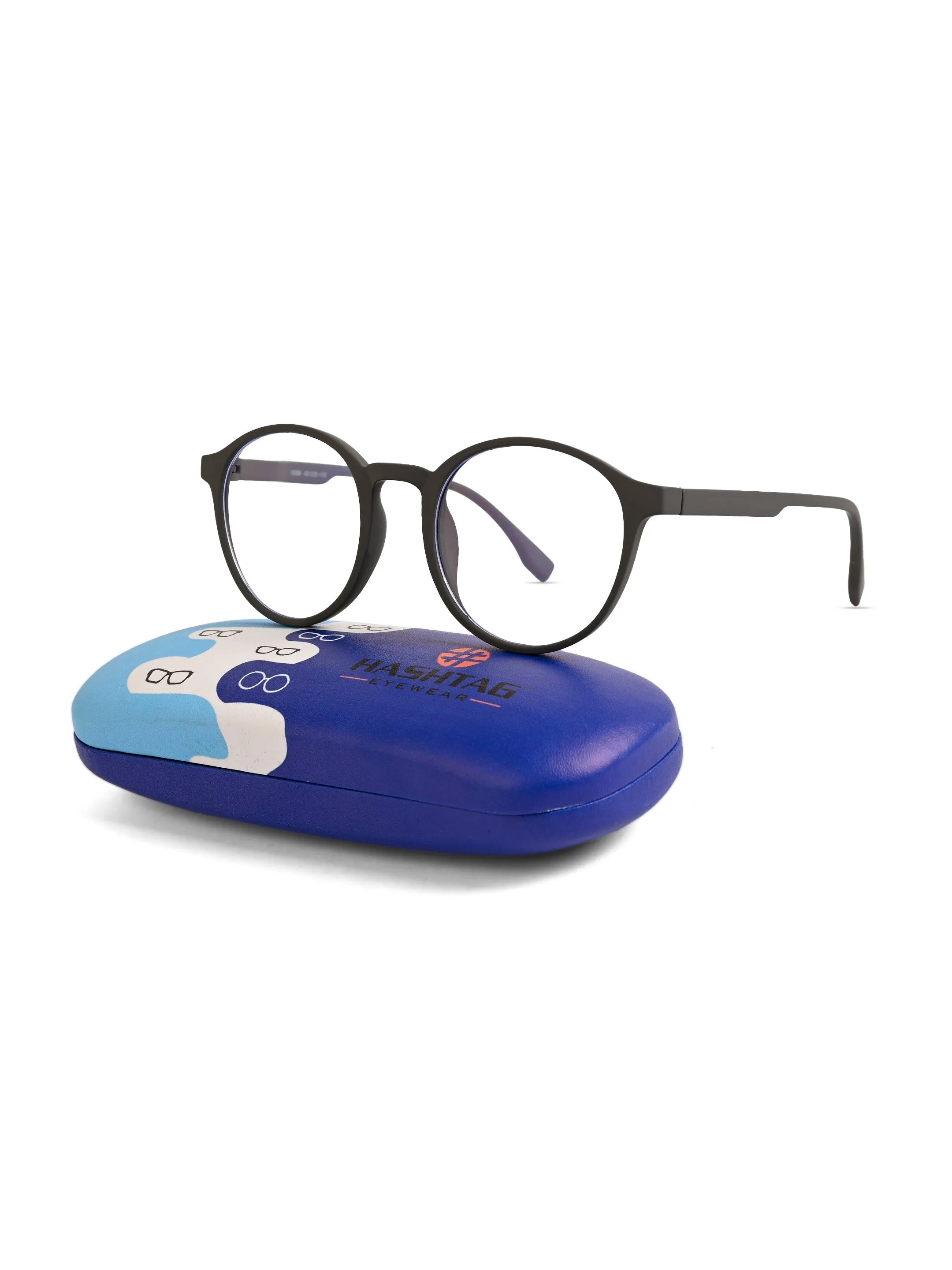 Screenzy | Grey Medium Full Rim Round Computer Glasses for Men & Women [Blue Block]