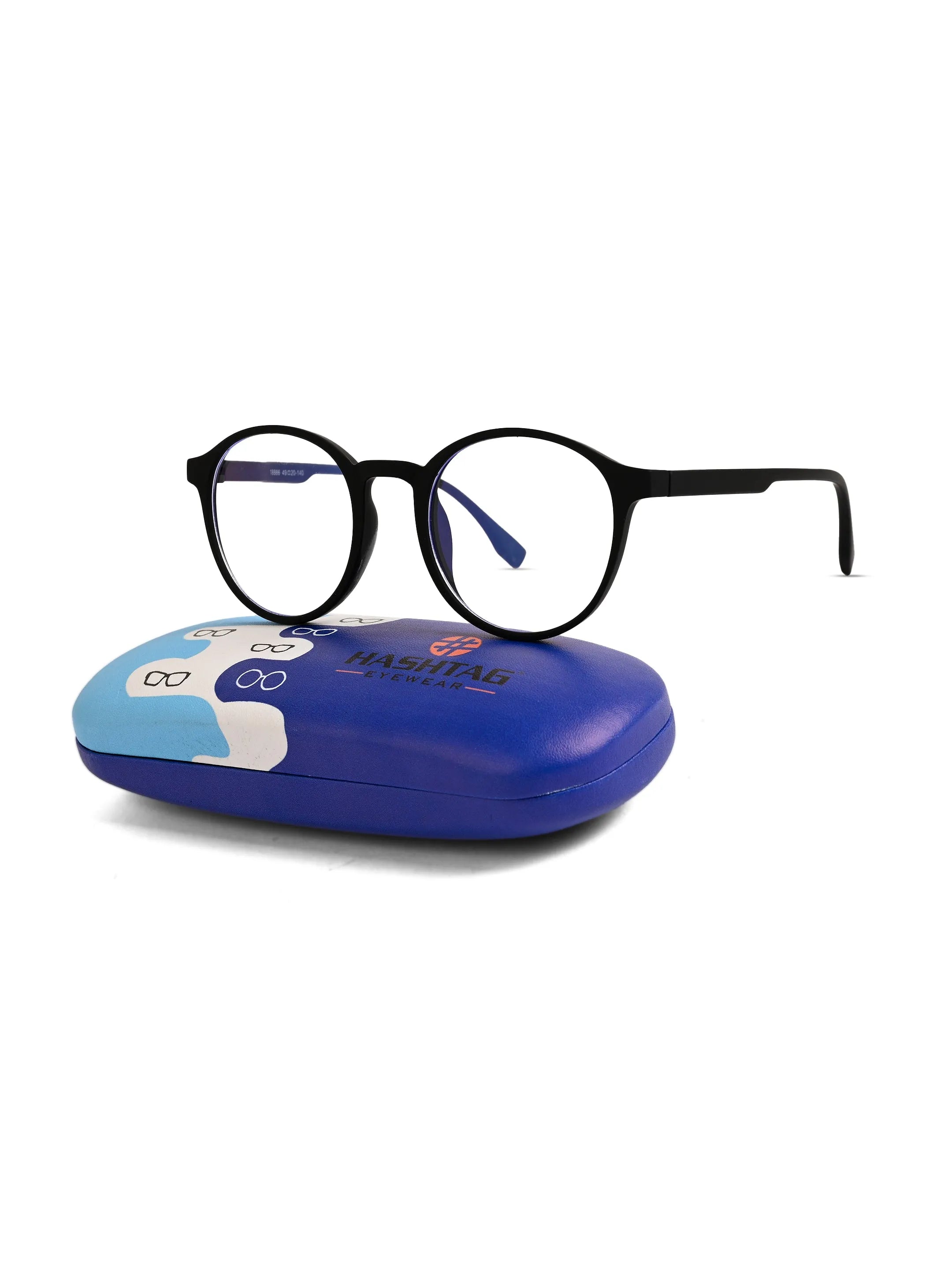 Screenzy | Black Medium Full Rim Round Computer Glasses for Men & Women [Blue Block]