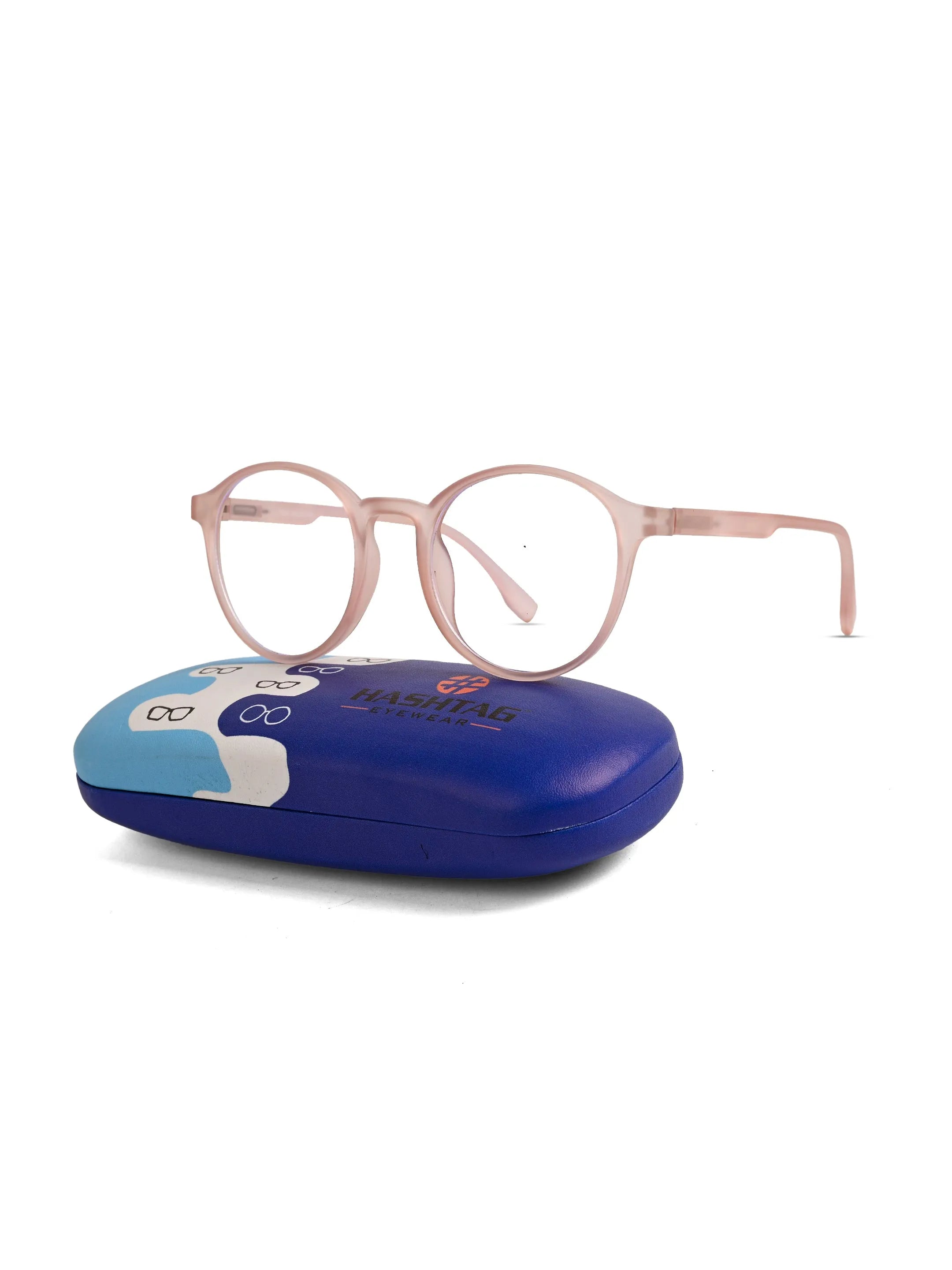 Screenzy | Baby Pink Medium Full Rim Round Computer Glasses for Men & Women [Blue Block]