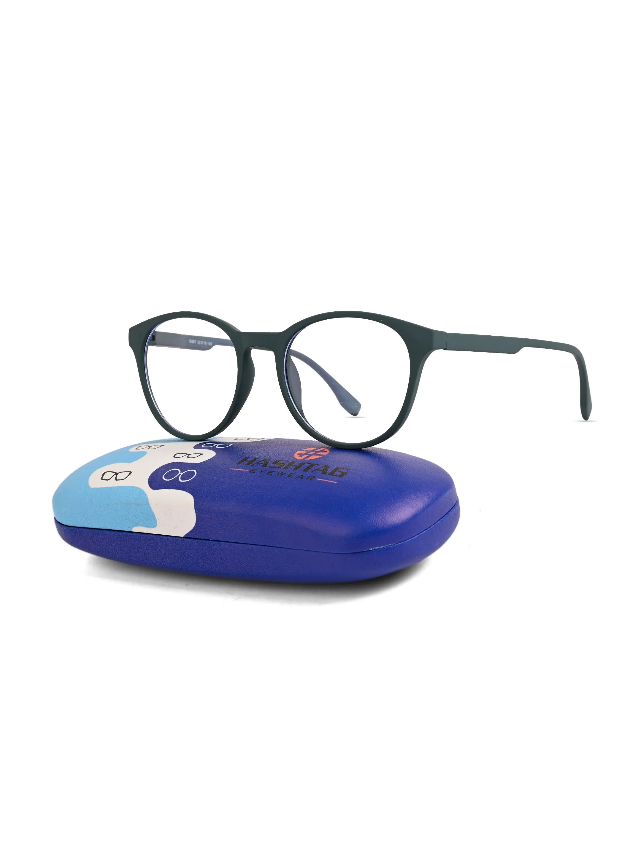 RayBloc | Olive Green Medium Full Rim OVAL Computer Glasses for Men & Women [Blue Block]