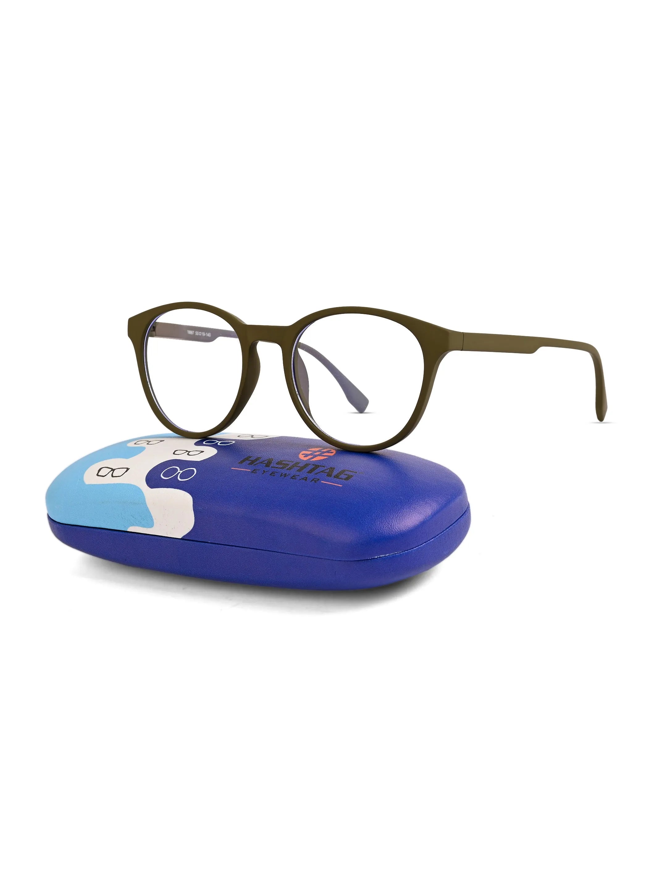 RayBloc | Green Medium Full Rim OVAL Computer Glasses for Men & Women [Blue Block]