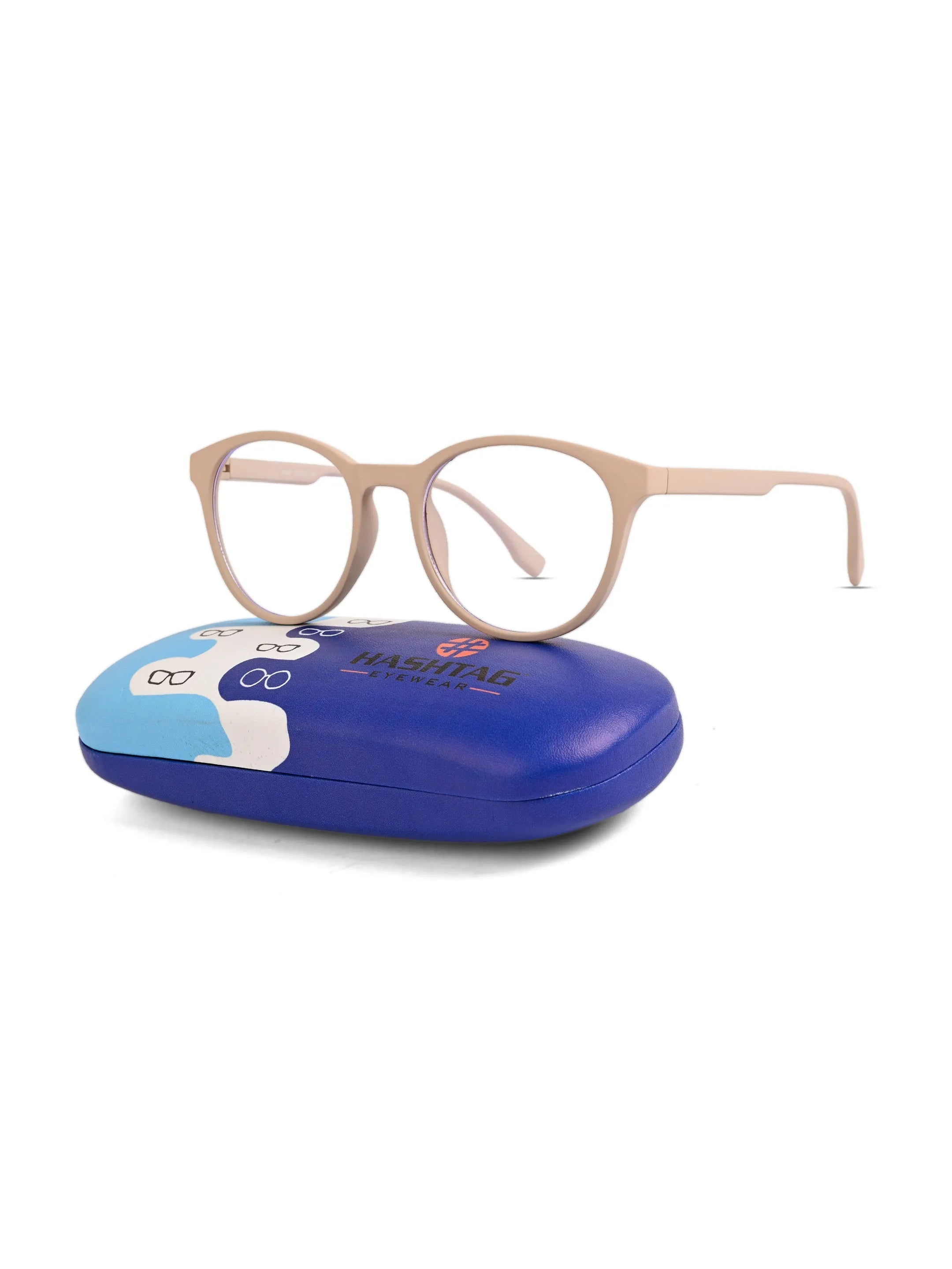 RayBloc | Cream Medium Full Rim OVAL Computer Glasses for Men & Women [Blue Block]