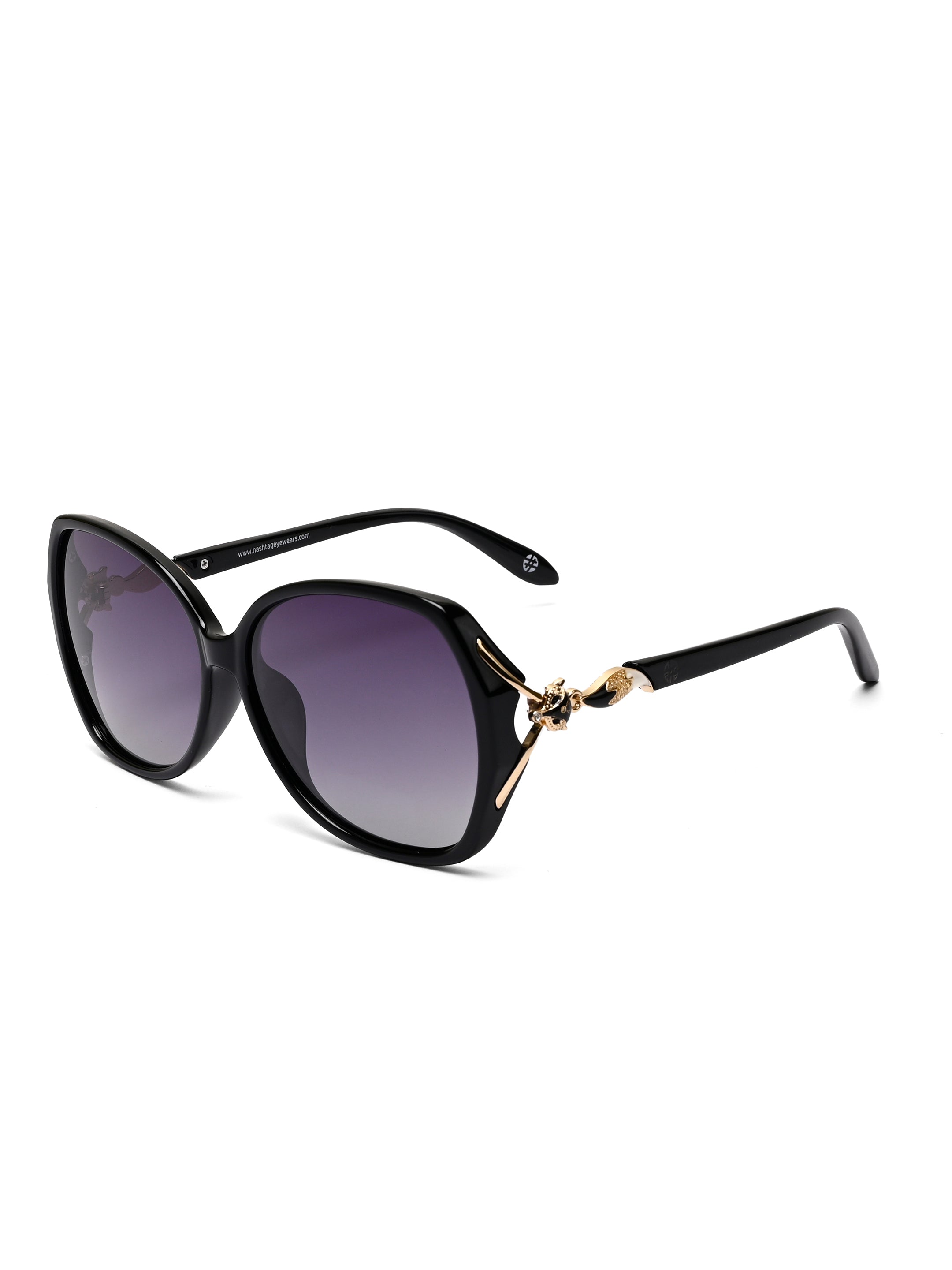 Lunara | Black Large Full Rim Butterfly Sunglasses for Women [Polarized]