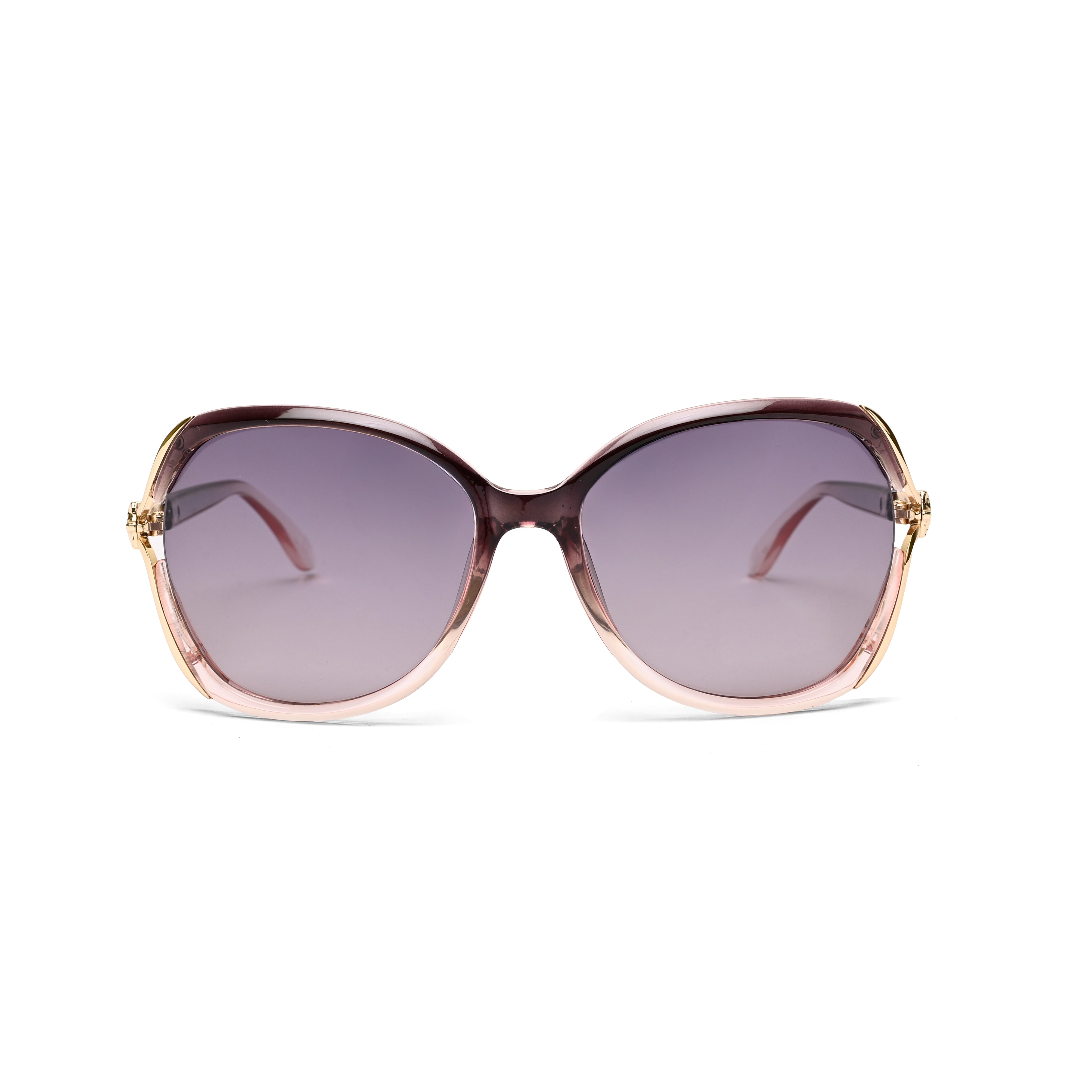 Rylen | Gold & Blackish Purple Large Full Rim Butterfly Sunglasses for Women [Polarized]
