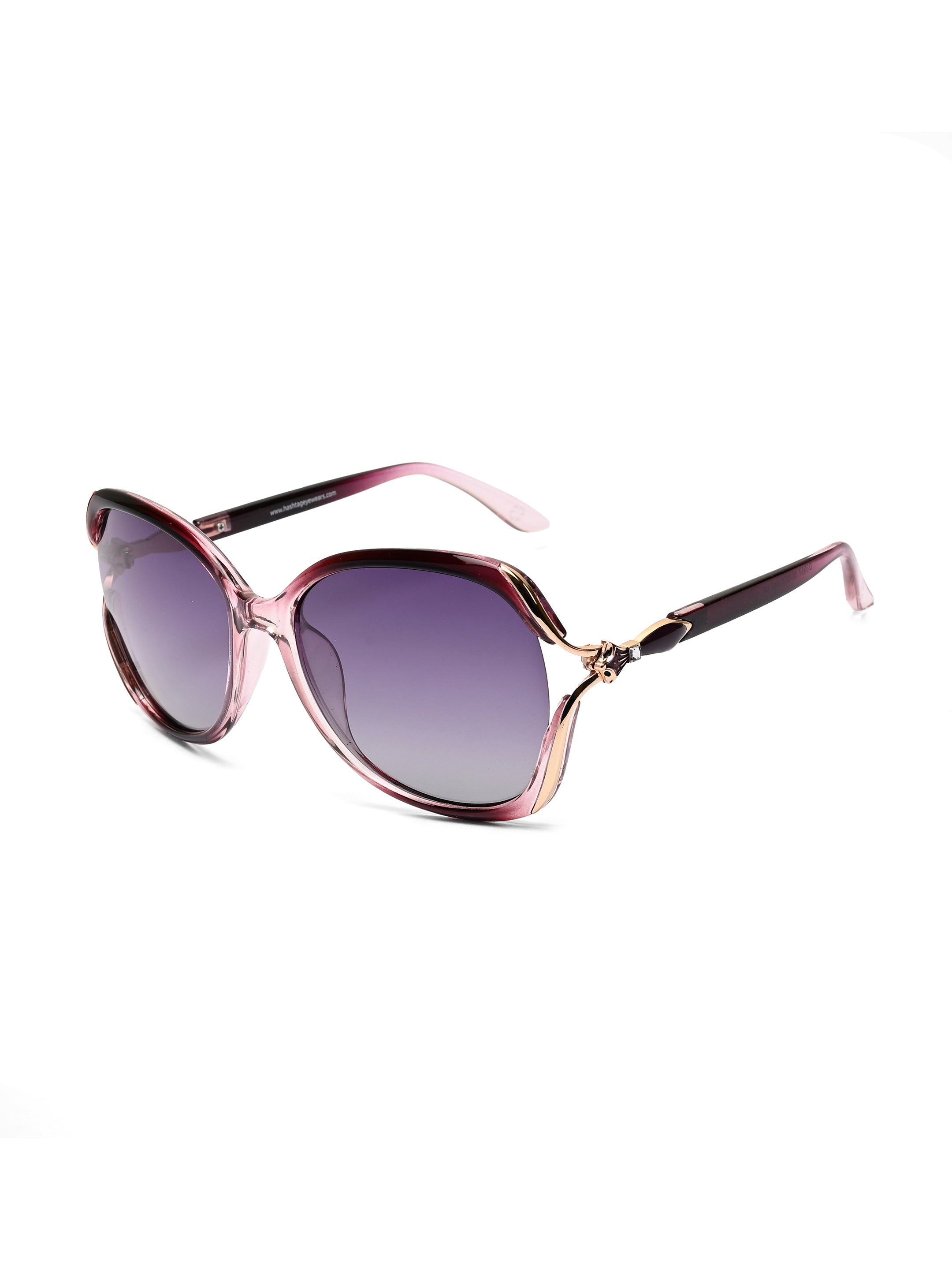 Rylen | Gold & Gradient Purple Large Full Rim Butterfly Sunglasses for Women [Polarized]