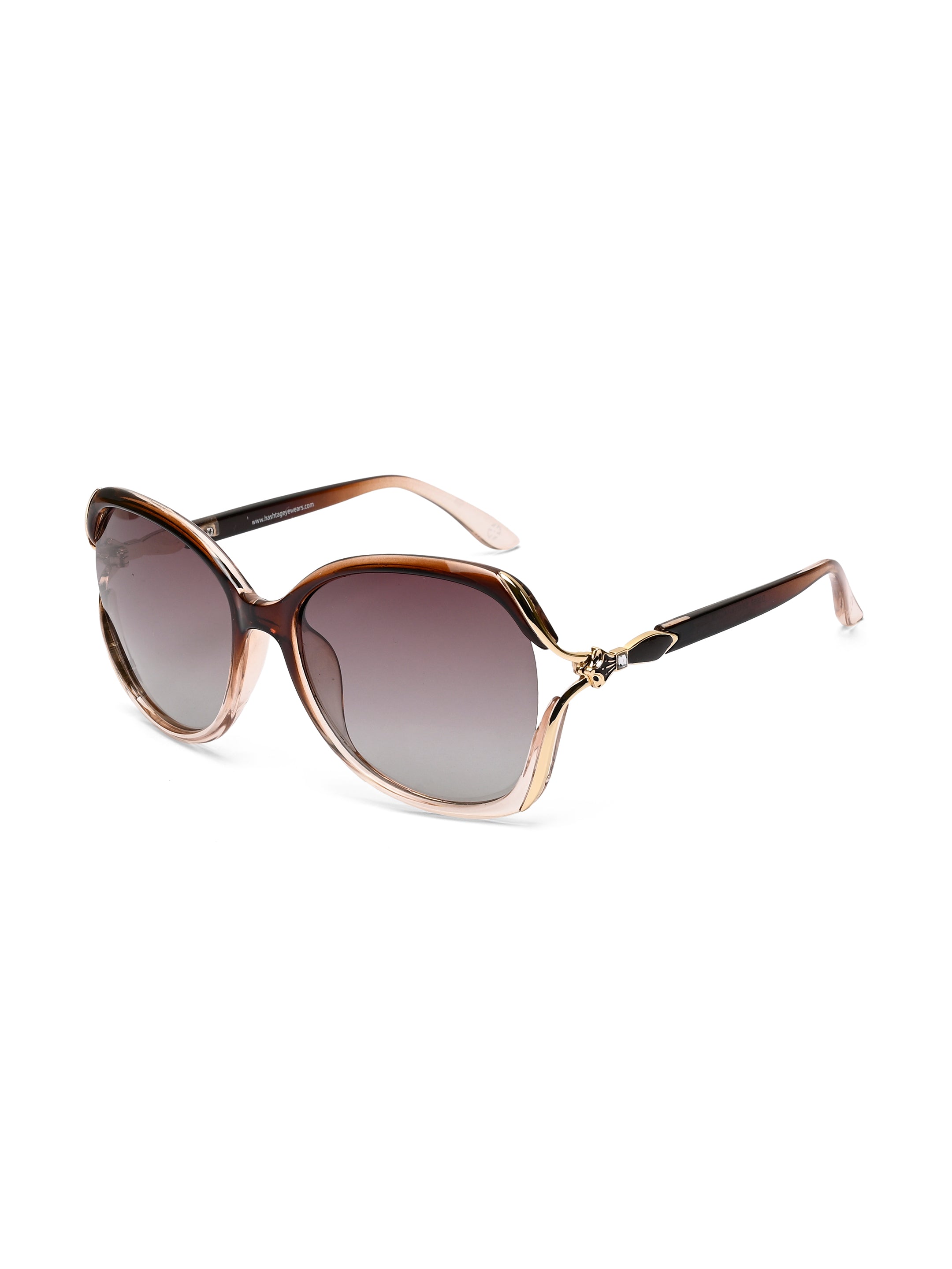 Rylen | Gold & Gradient Brown Large Full Rim Butterfly Sunglasses for Women [Polarized]