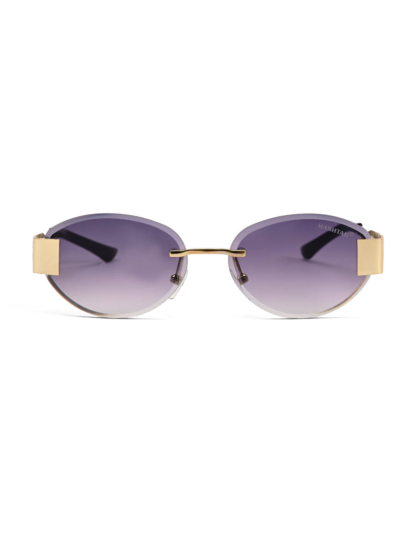 Midnight | Gradient Purple Medium Rim Less Oval Sunglasses for Men & Women [UV-protected]