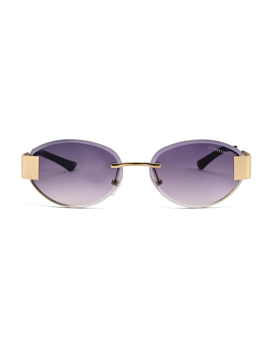 Midnight | Gradient Purple Medium Rim Less Oval Sunglasses for Men & Women [UV-protected]