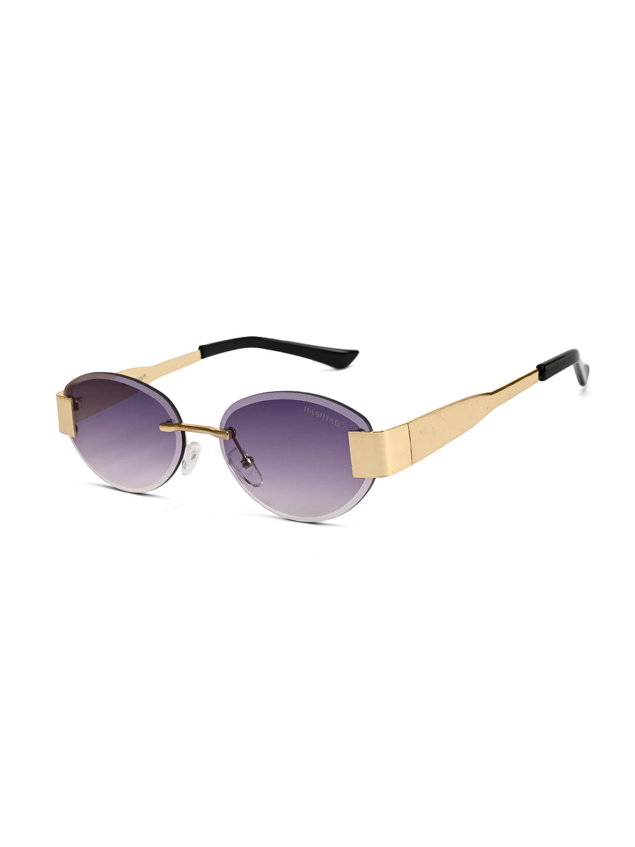Midnight | Gradient Purple Medium Rim Less Oval Sunglasses for Men & Women [UV-protected]