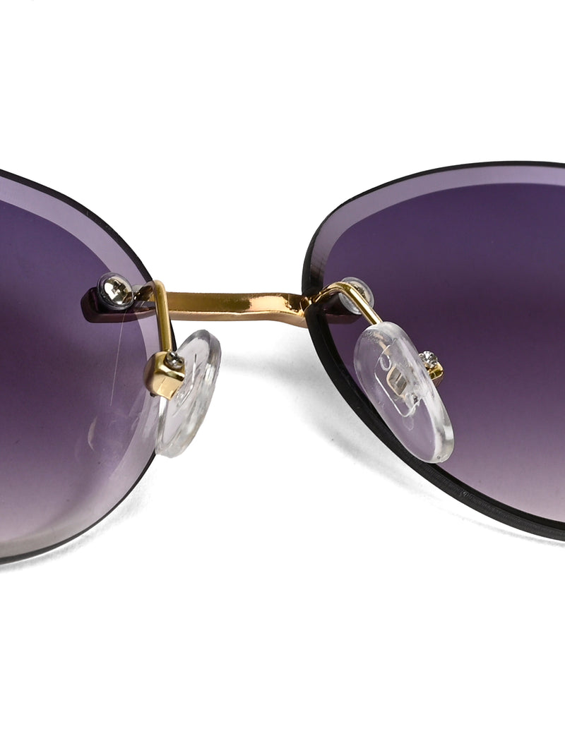 Midnight | Gradient Purple Medium Rim Less Oval Sunglasses for Men & Women [UV-protected]