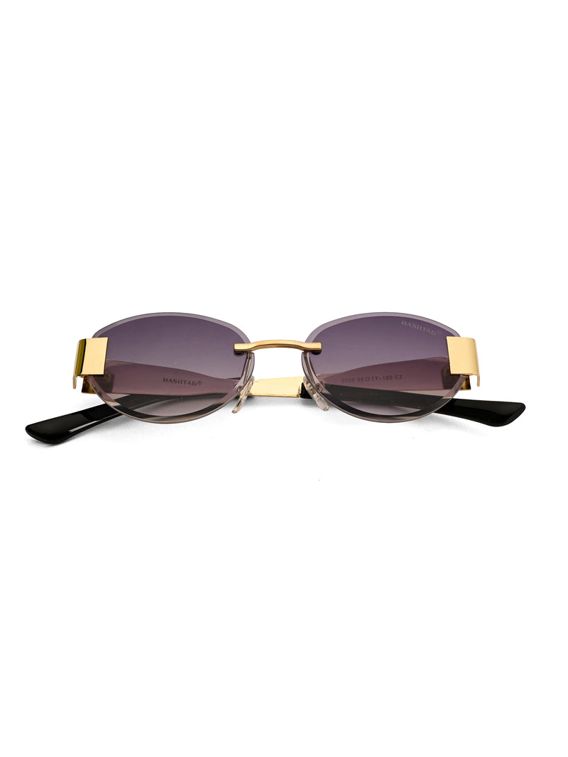Midnight | Gradient Purple Medium Rim Less Oval Sunglasses for Men & Women [UV-protected]