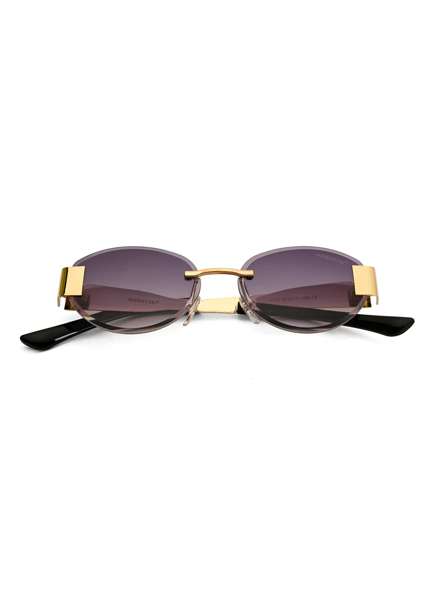 Midnight | Gradient Purple Medium Rim Less Oval Sunglasses for Men & Women [UV-protected]