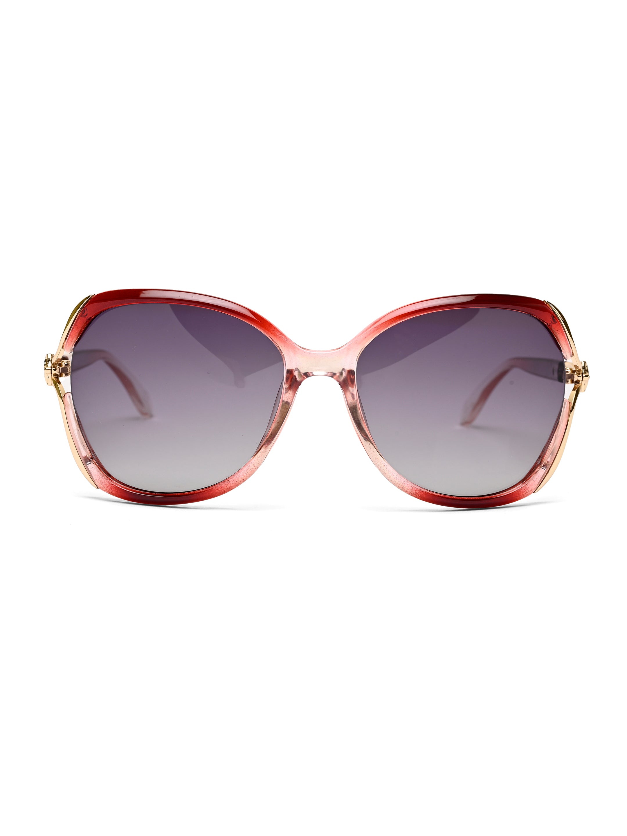Rylen | Gold & Reddish Purple Large Full Rim Butterfly Sunglasses for Women [Polarized]