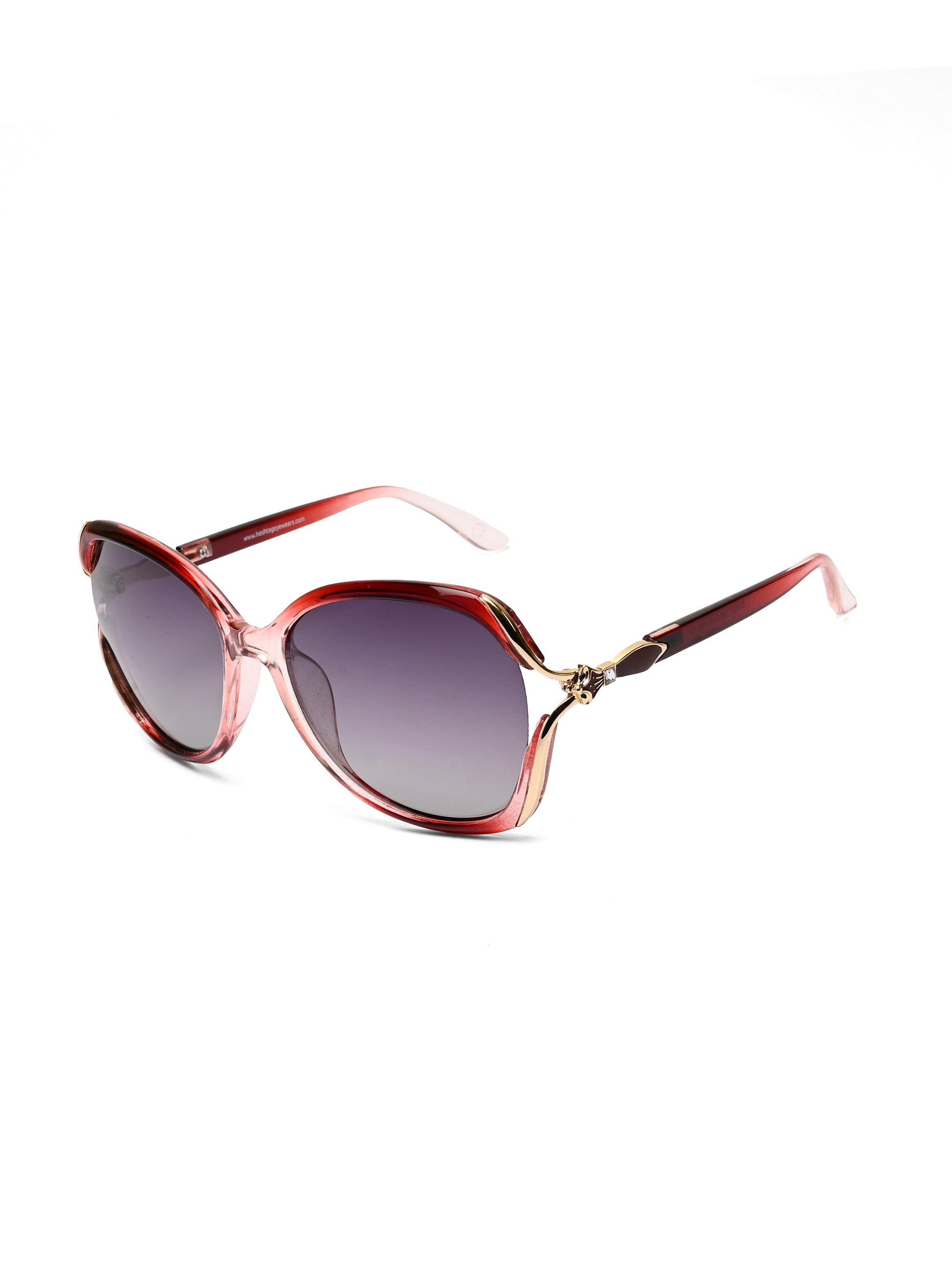 Rylen | Gold & Reddish Purple Large Full Rim Butterfly Sunglasses for Women [Polarized]