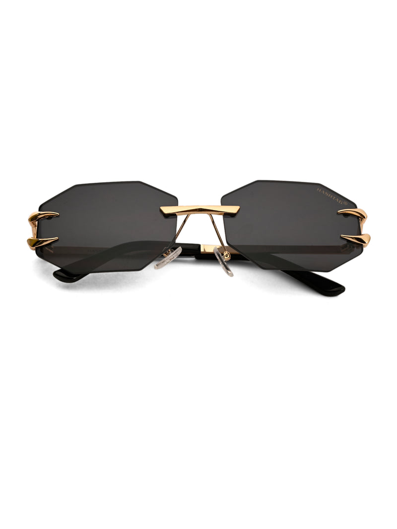 Talon | Black Medium Rim Less Octagon Sunglasses for Men & Women [UV-protected]