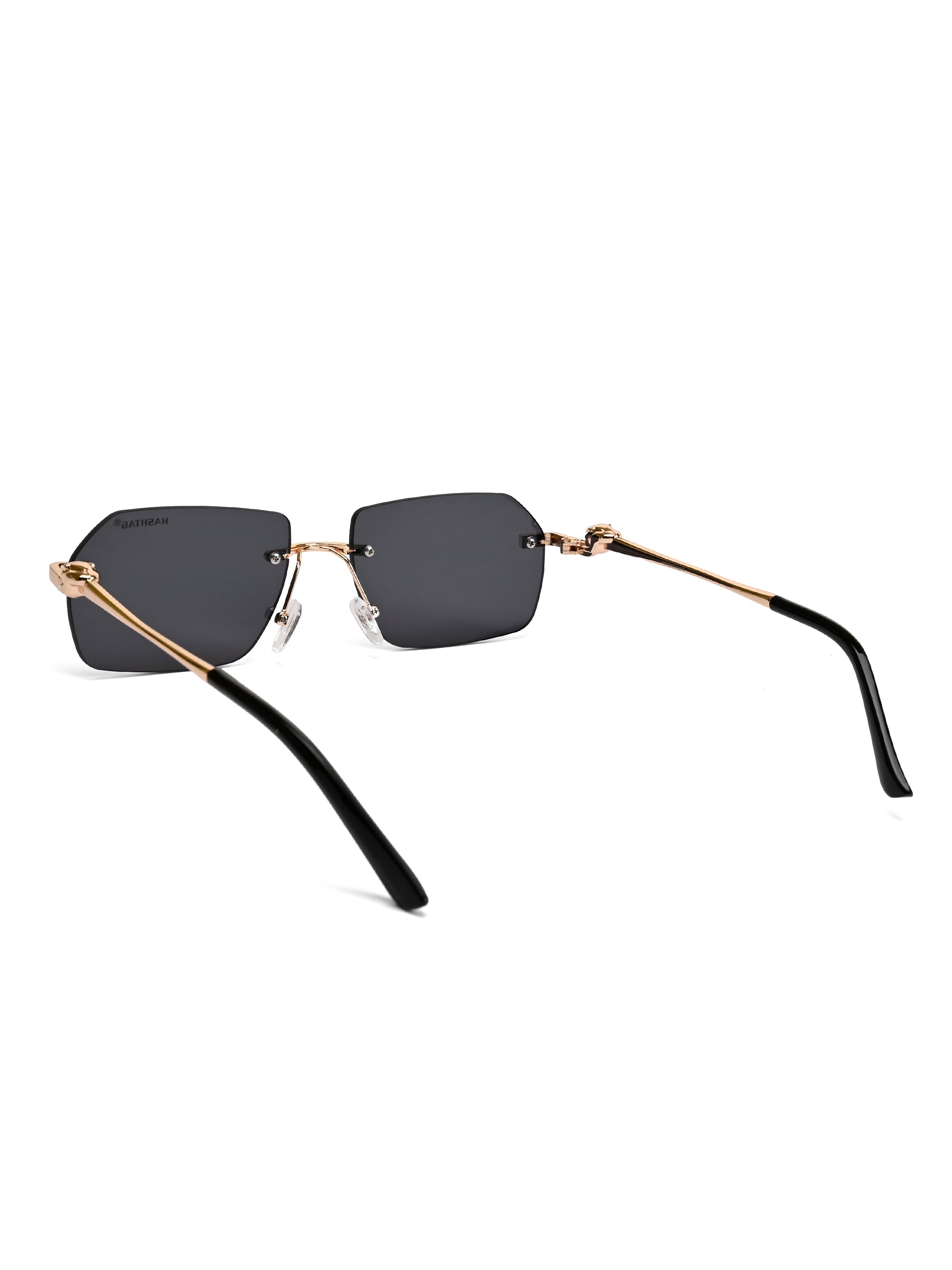 Panthera | Black Medium Rim Less RECTANGLE Sunglasses for Men & Women [UV-protected]