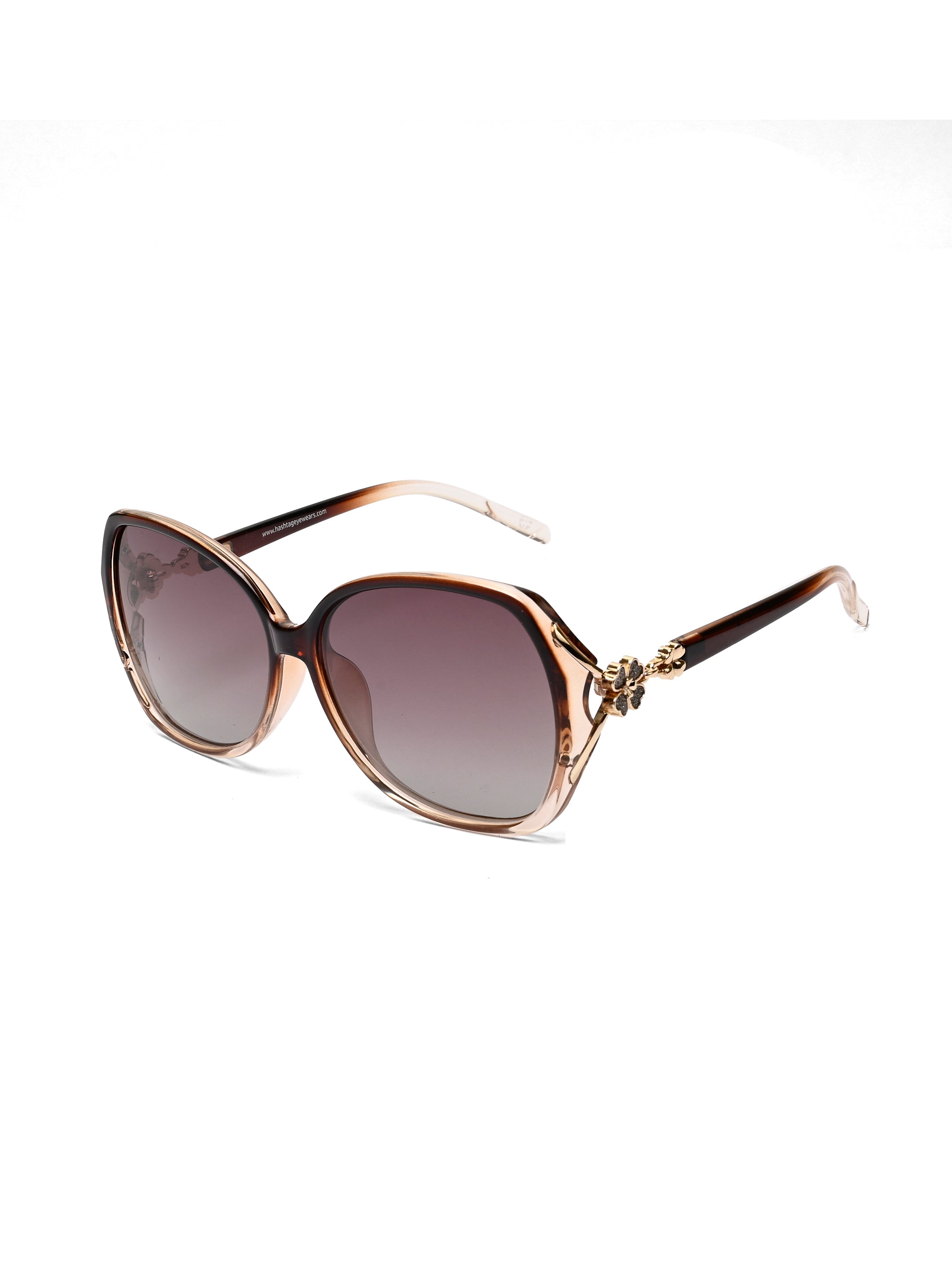 Fyra | Transparent Brown Large Full Rim Butterfly Sunglasses for Women [Polarized]