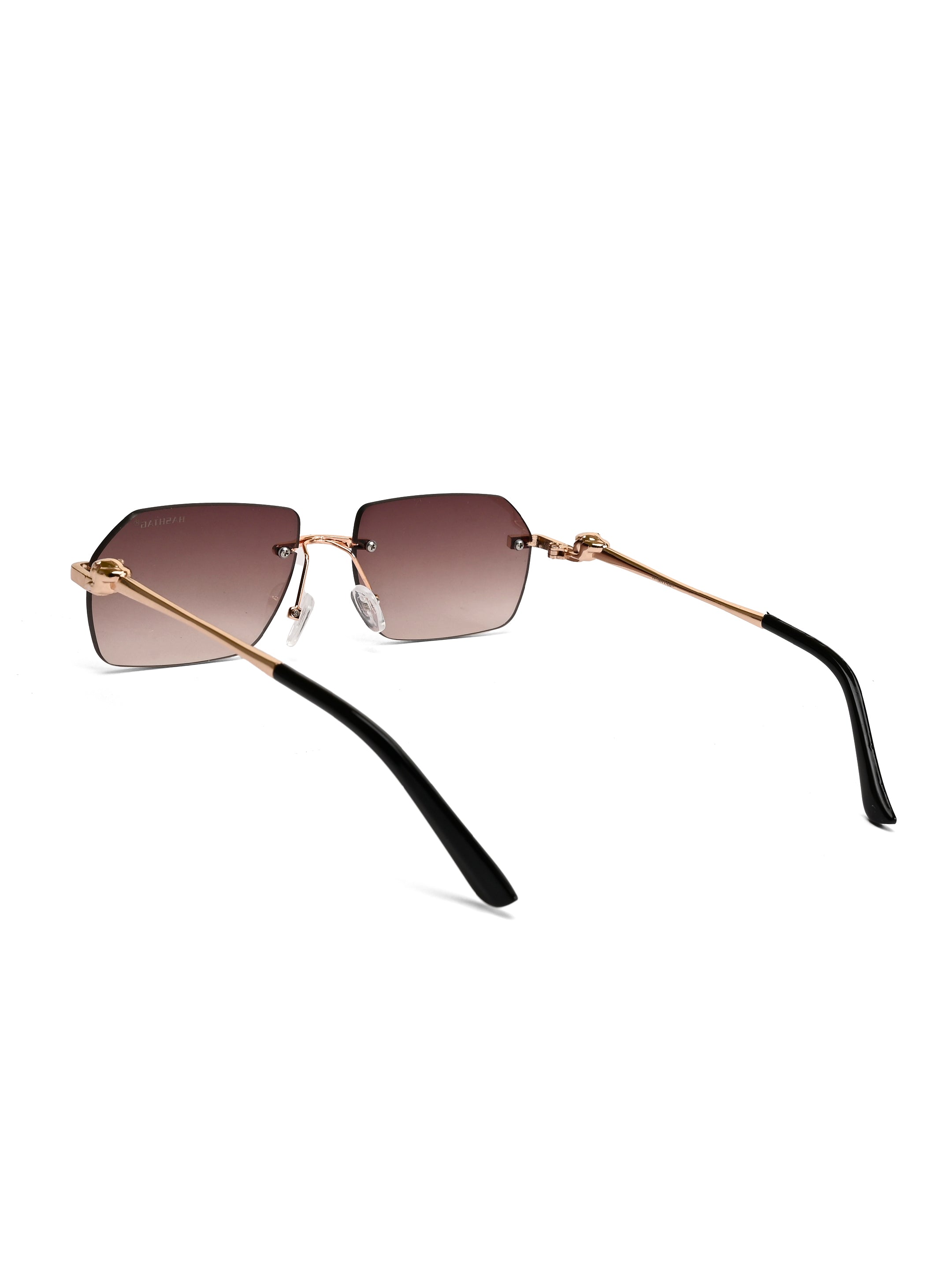 Panthera | Gradient Brown Medium Rim Less RECTANGLE Sunglasses for Men & Women [UV-protected]