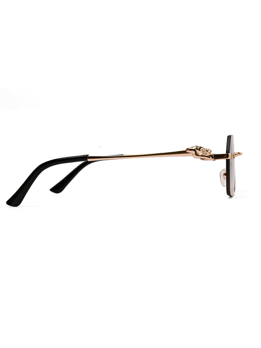 Panther | Gradient Brown Medium Rim Less RECTANGLE Sunglasses for Men & Women [UV-protected]