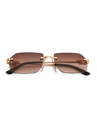 Panther | Gradient Brown Medium Rim Less RECTANGLE Sunglasses for Men & Women [UV-protected]