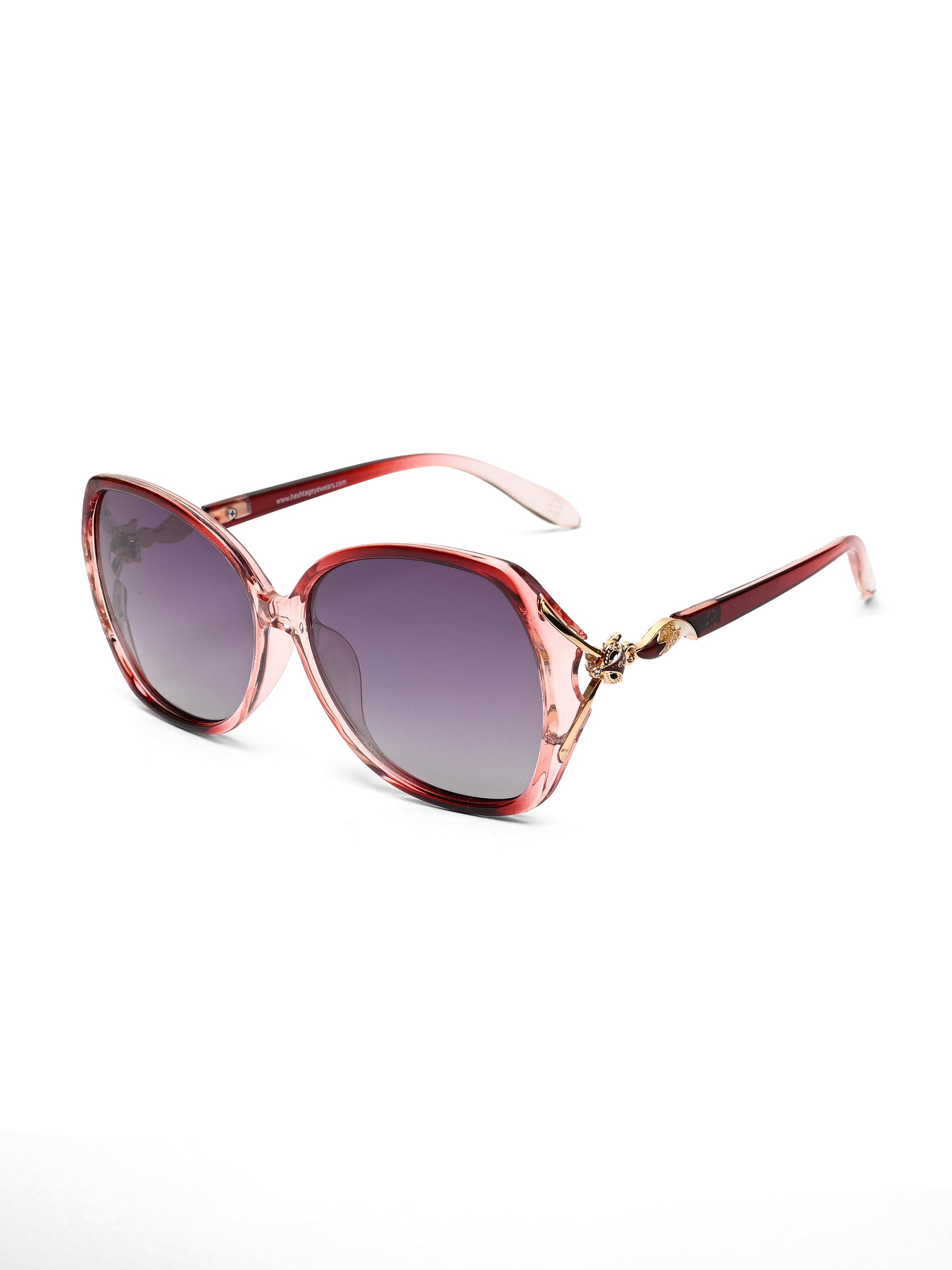 Lunara | Transparent Reddish Purple Large Full Rim Butterfly Sunglasses for Women [Polarized]