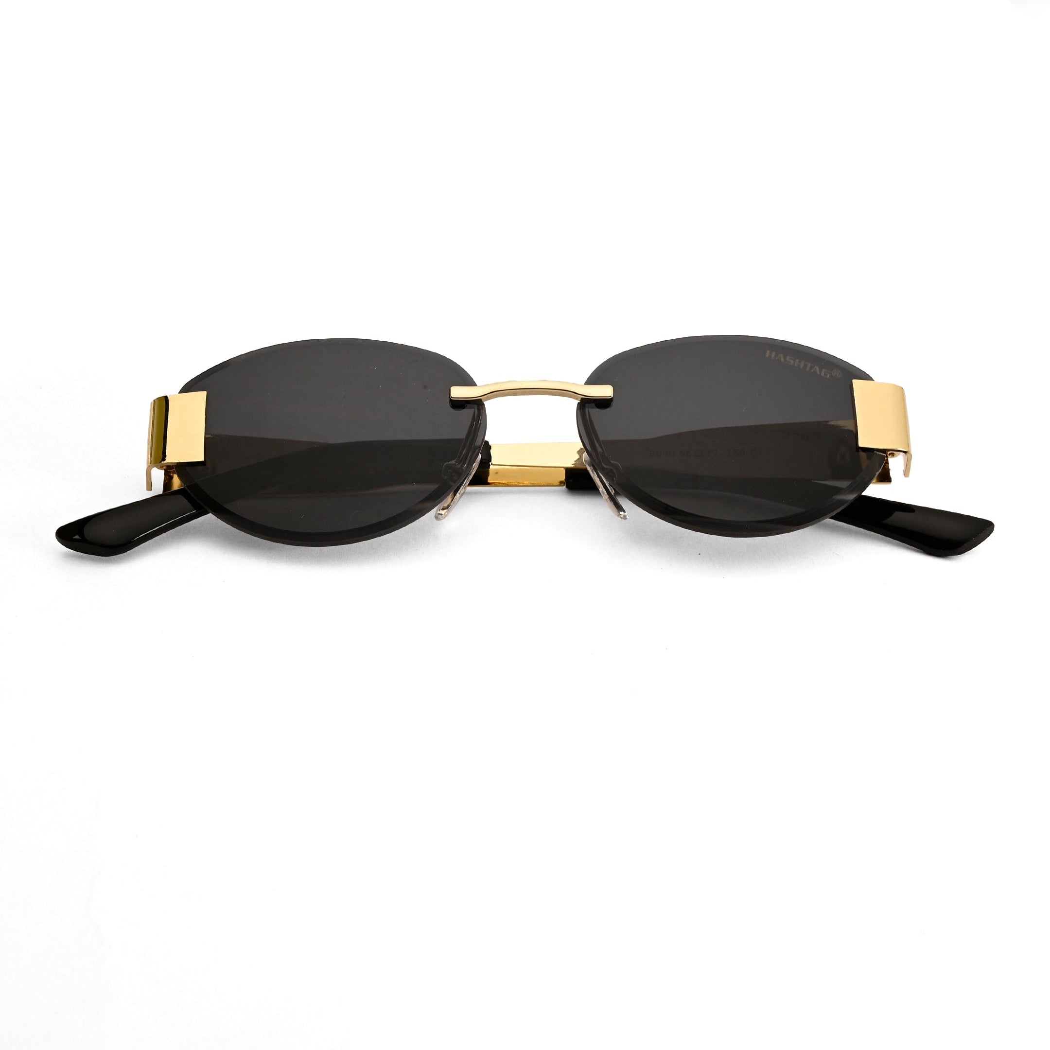 Midnight | Black Medium Rim Less Oval Sunglasses for Men & Women [UV-protected]