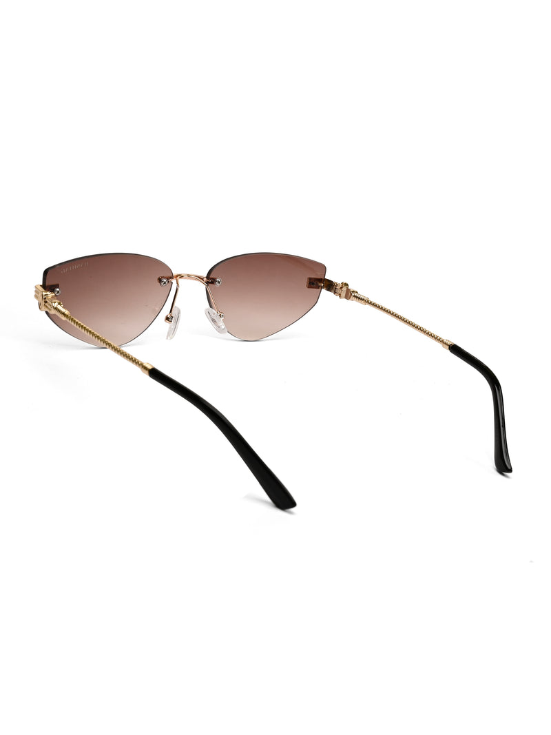 Glimmer | Gradient Brown Medium Rim Less Oval Sunglasses for Men & Women [UV-protected]