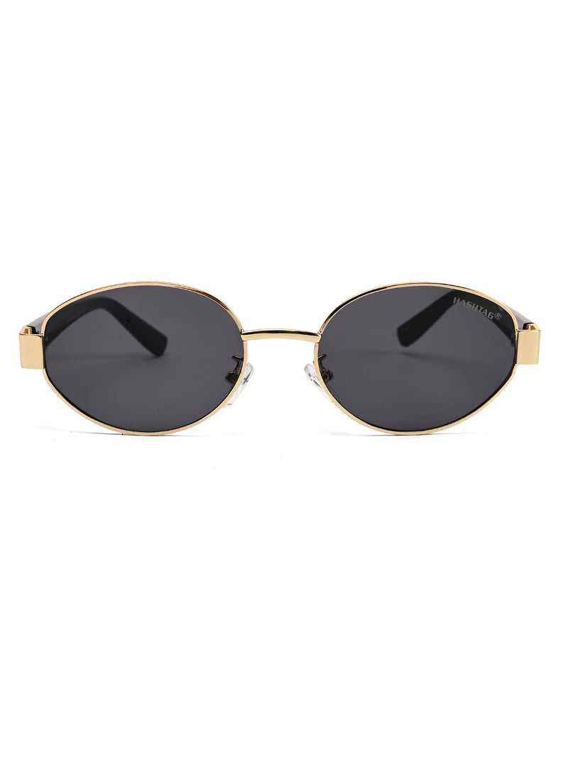 Urbanite | Black Medium Full Rim Oval Sunglasses for Women [UV-protected]