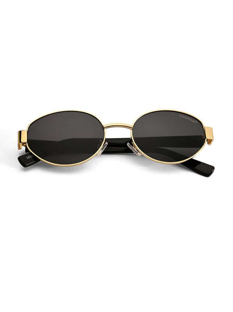 Urbanite | Black Medium Full Rim Oval Sunglasses for Women [UV-protected]