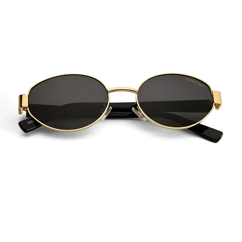 Urbanite | Black Medium Full Rim Oval Sunglasses for Women [UV-protected]