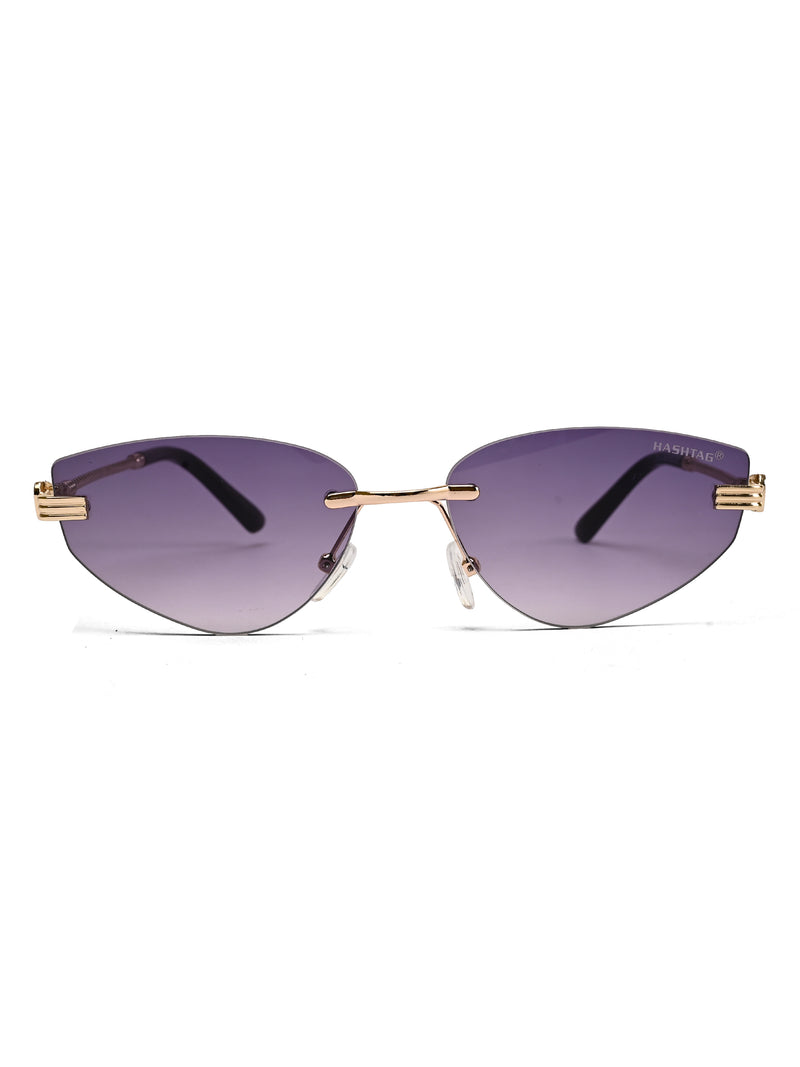 Glimmer | Gradient Purple Medium Rim Less Oval Sunglasses for Men & Women [UV-protected]