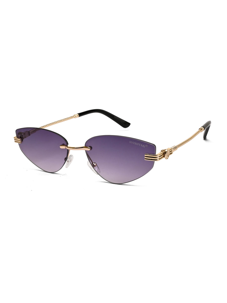 Glimmer | Gradient Purple Medium Rim Less Oval Sunglasses for Men & Women [UV-protected]
